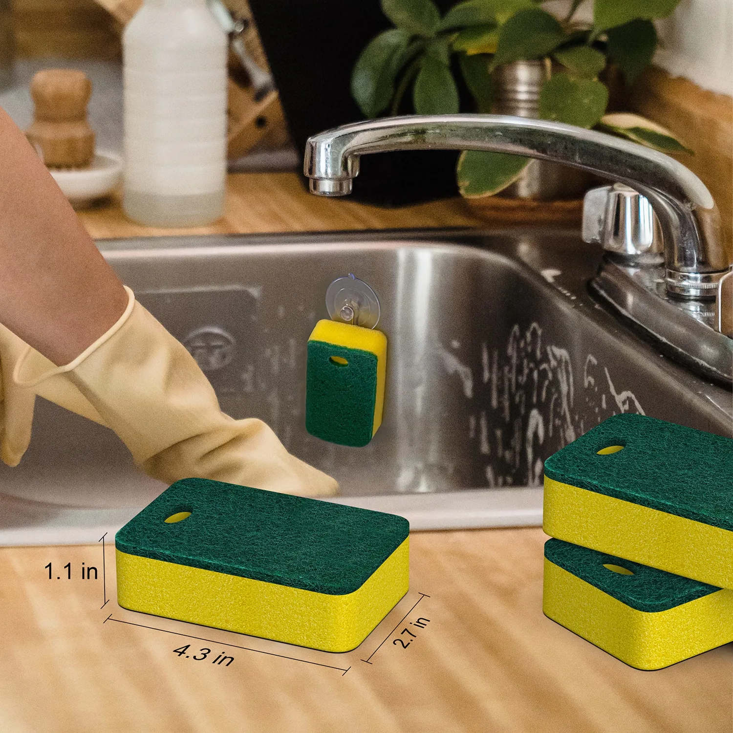 Kitchen Sponges 12 Pack | Dual-Sided Heavy Duty Non-Scratch Scrub | Sponges, Multipurpose Dishwashing & Cleaning Sponges, Highly Absorbent, Quick-Dry, Odor-Free, Dishwasher Safe, Household Cleaning