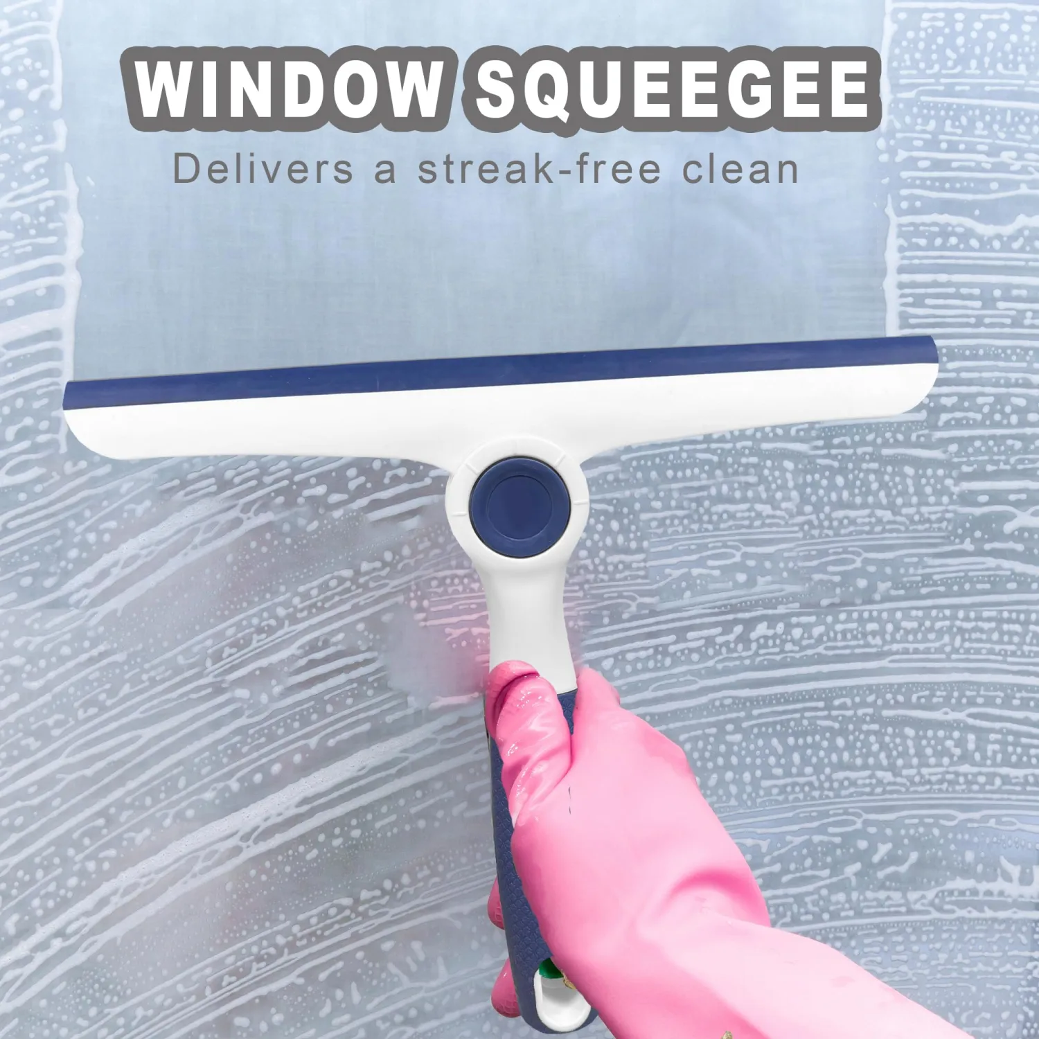 NBGYTECH Window Squeegee Household Cleaning Scraper Handheld Squeegee for Shower Glass Door Mirror Car Windshield (Blue Plastic Handle)