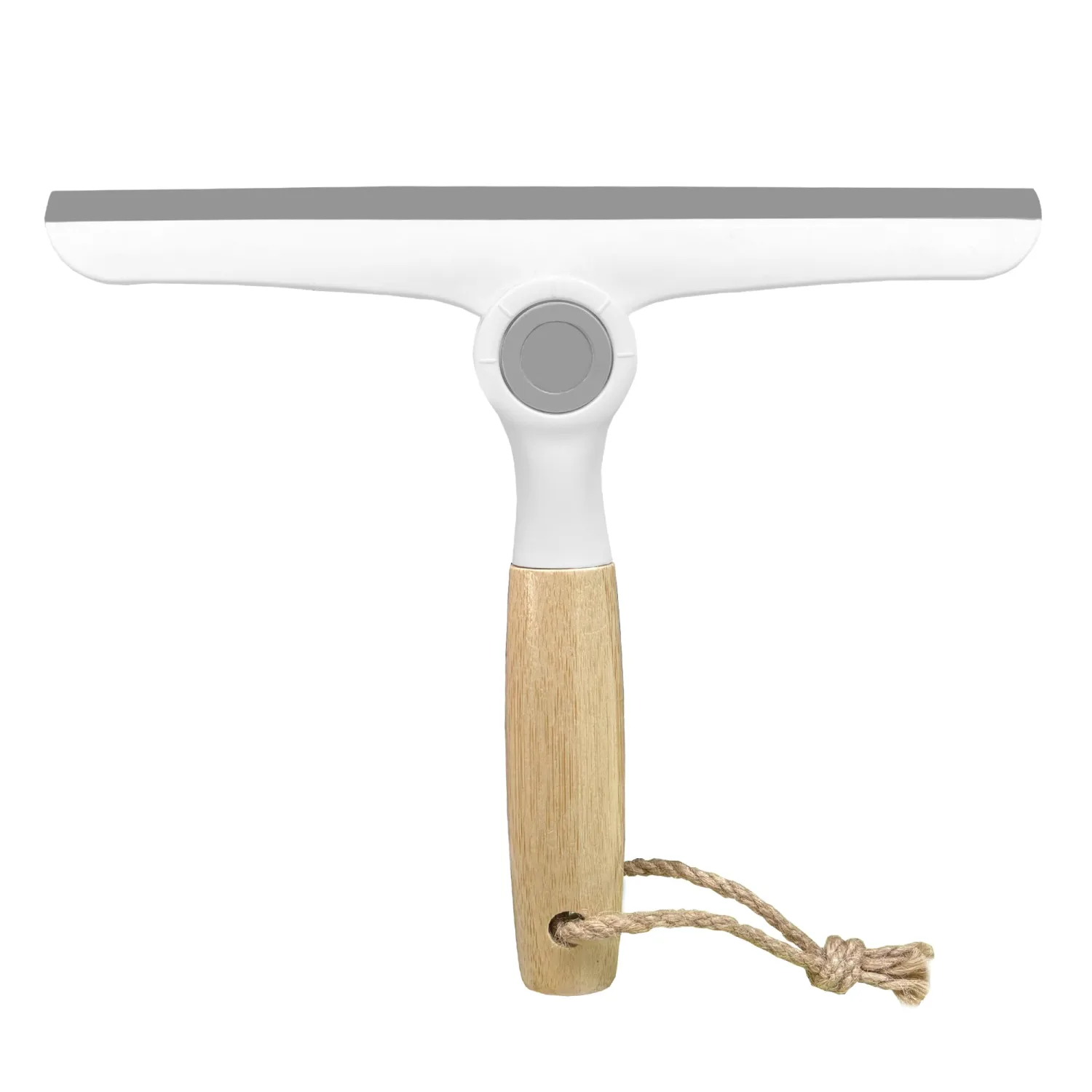 NBGYTECH Window Squeegee Household Cleaning Scraper Handheld Squeegee for Shower Glass Door Mirror Car Windshield (White Bamboo Handle)
