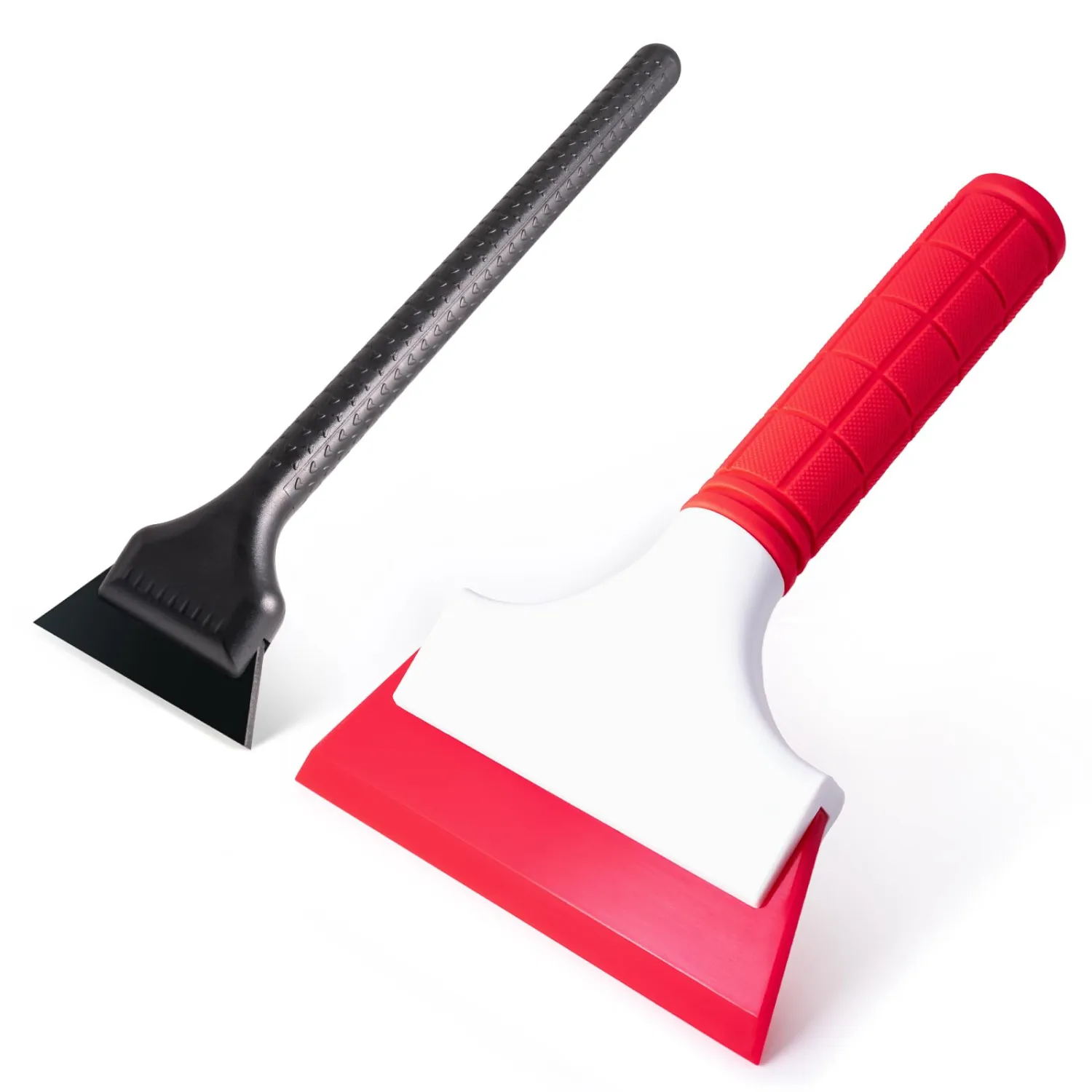 FOSHIO 2 Pack Car Squeegee, 5 inchs & 2 inchs Rubber Blade with Anti-Slip Handle Window Squeegee for Cleaning, Window Tint for Vinyl Car Corners, Windshields, Mirrors and PPF Installation