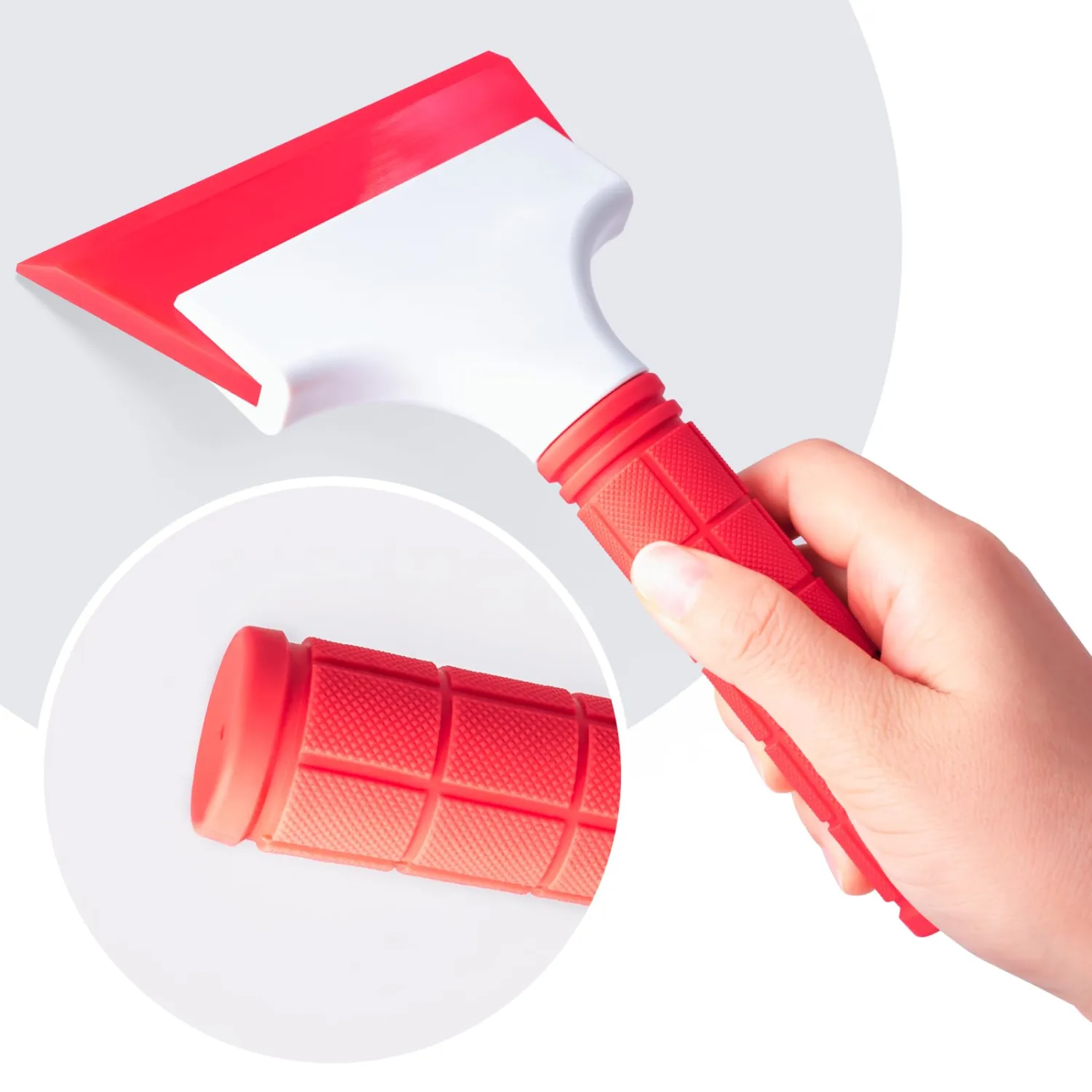 FOSHIO 2 Pack Car Squeegee, 5 inchs & 2 inchs Rubber Blade with Anti-Slip Handle Window Squeegee for Cleaning, Window Tint for Vinyl Car Corners, Windshields, Mirrors and PPF Installation