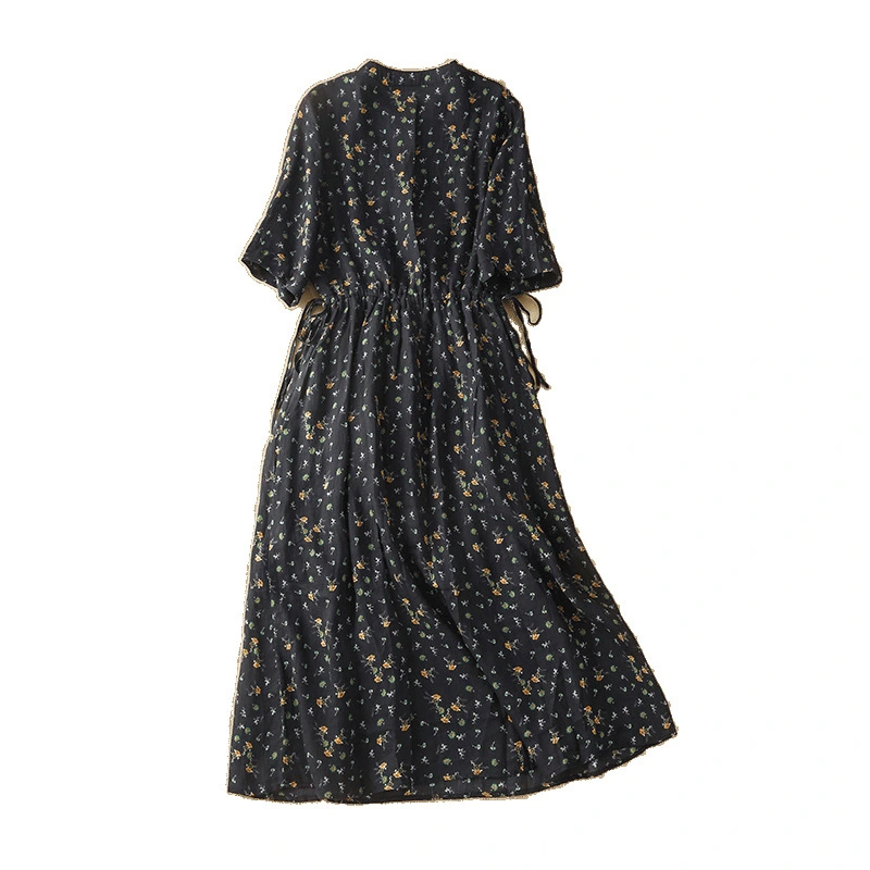 Mid-length Printed Loose-fit Retro Artistic Casual Dress
