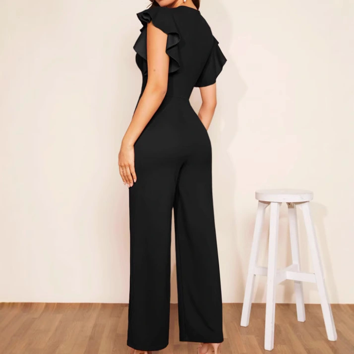 Womens Elegant Jumpsuit With Ruffle Details