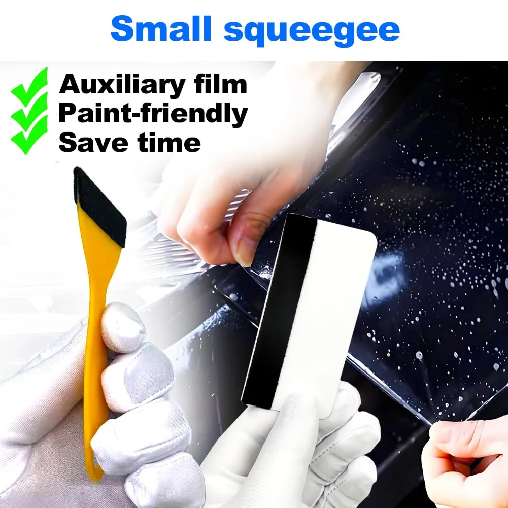 Black Felt Edge Squeegee Tool,Car Vinyl Film Wrapping Decal Glass Window Tint,Wallpaper Sticker Installation Spatula, Patching Putty Paint Flexible Small Plastic Scraper(Yellow 10Pcs,White 10Pcs)