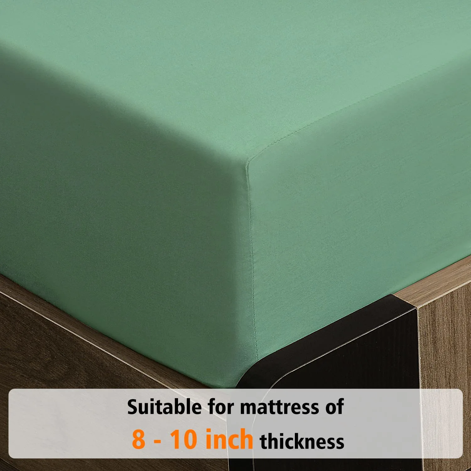 Lirex Twin XL Fitted Sheet Cotton, 300 Thread Count Soft Breathable, 8-10" Deep Pocket Sheet for Hotel Home, Light Green