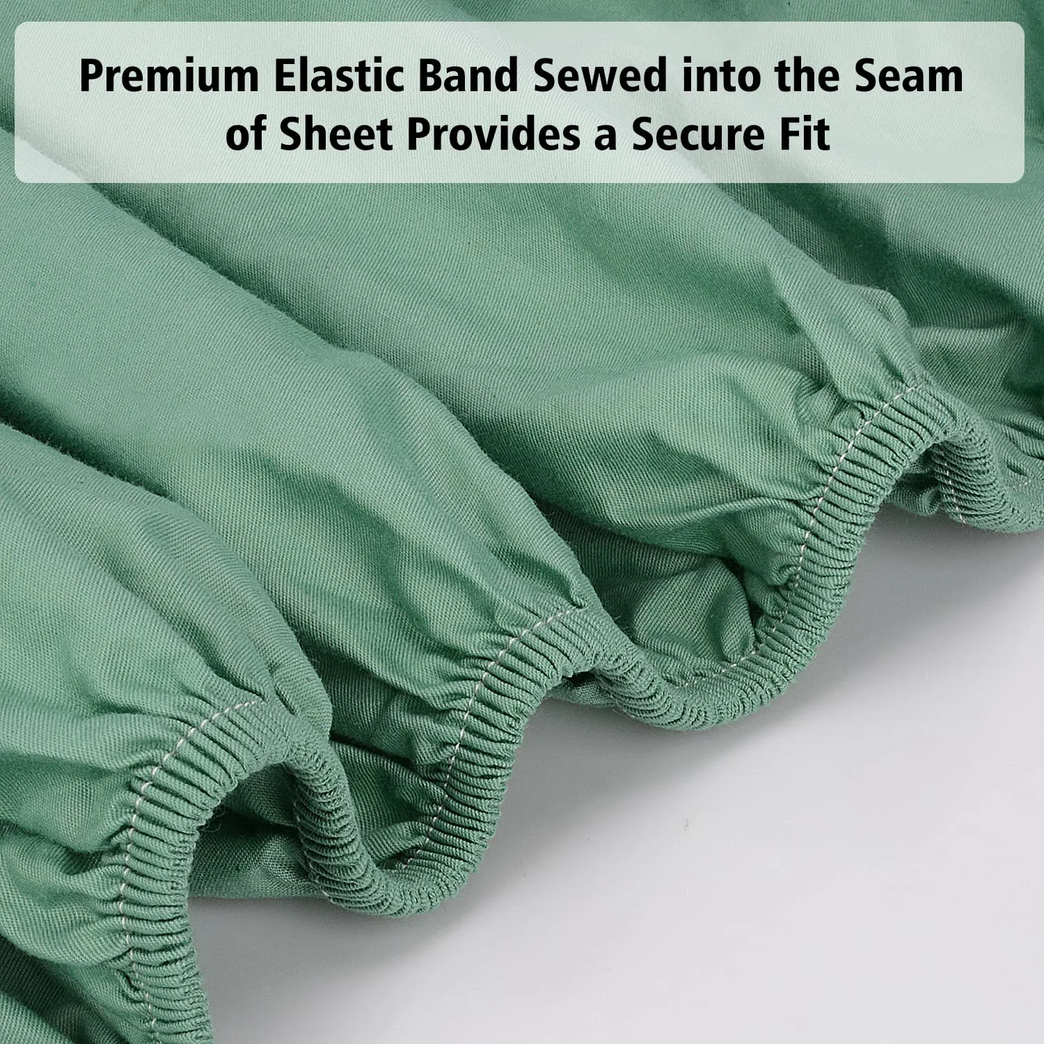 Lirex Twin XL Fitted Sheet Cotton, 300 Thread Count Soft Breathable, 8-10" Deep Pocket Sheet for Hotel Home, Light Green