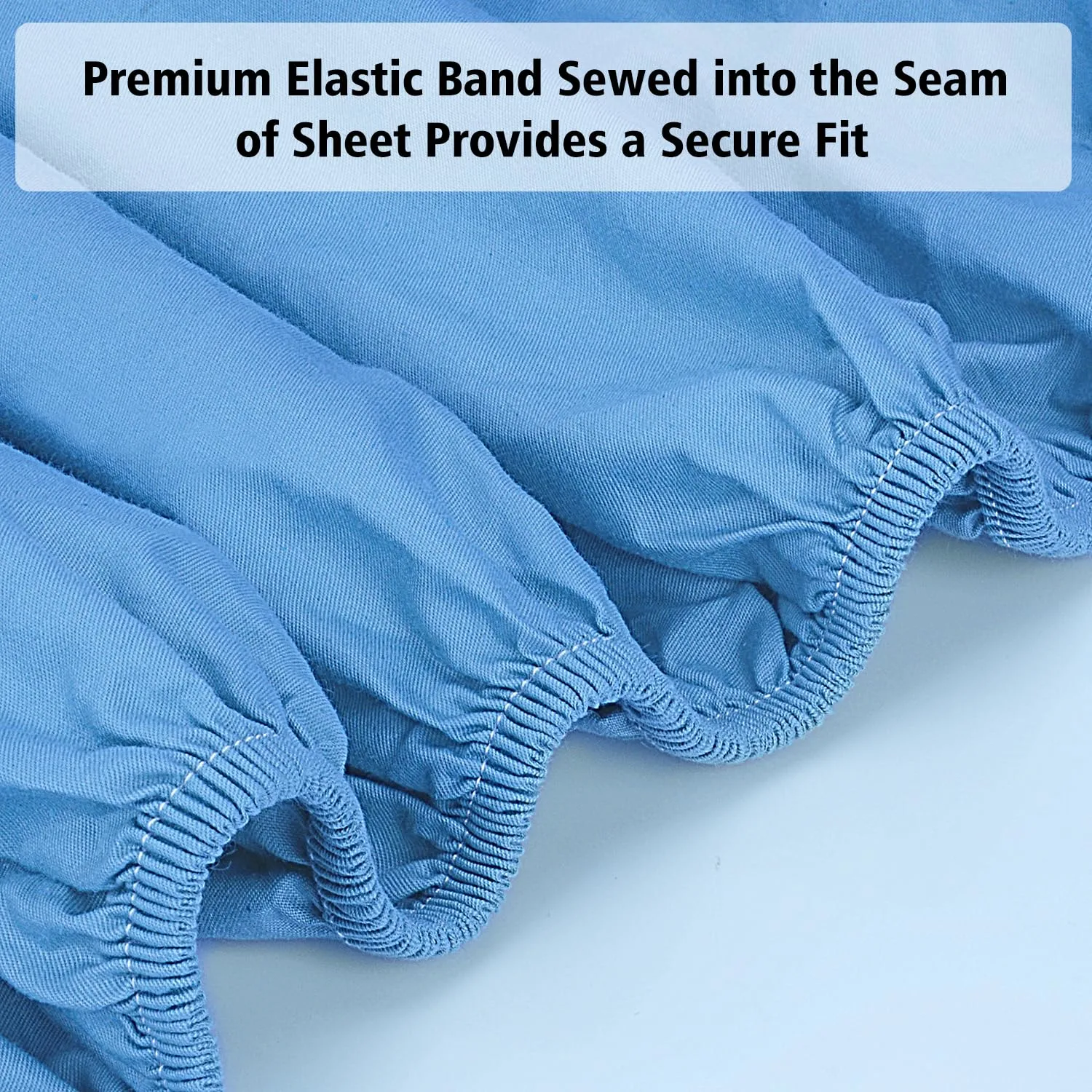 Lirex Twin XL Fitted Sheet Cotton, 300 Thread Count Soft Breathable, 8-10" Deep Pocket Sheet for Hotel Home, Sky Blue
