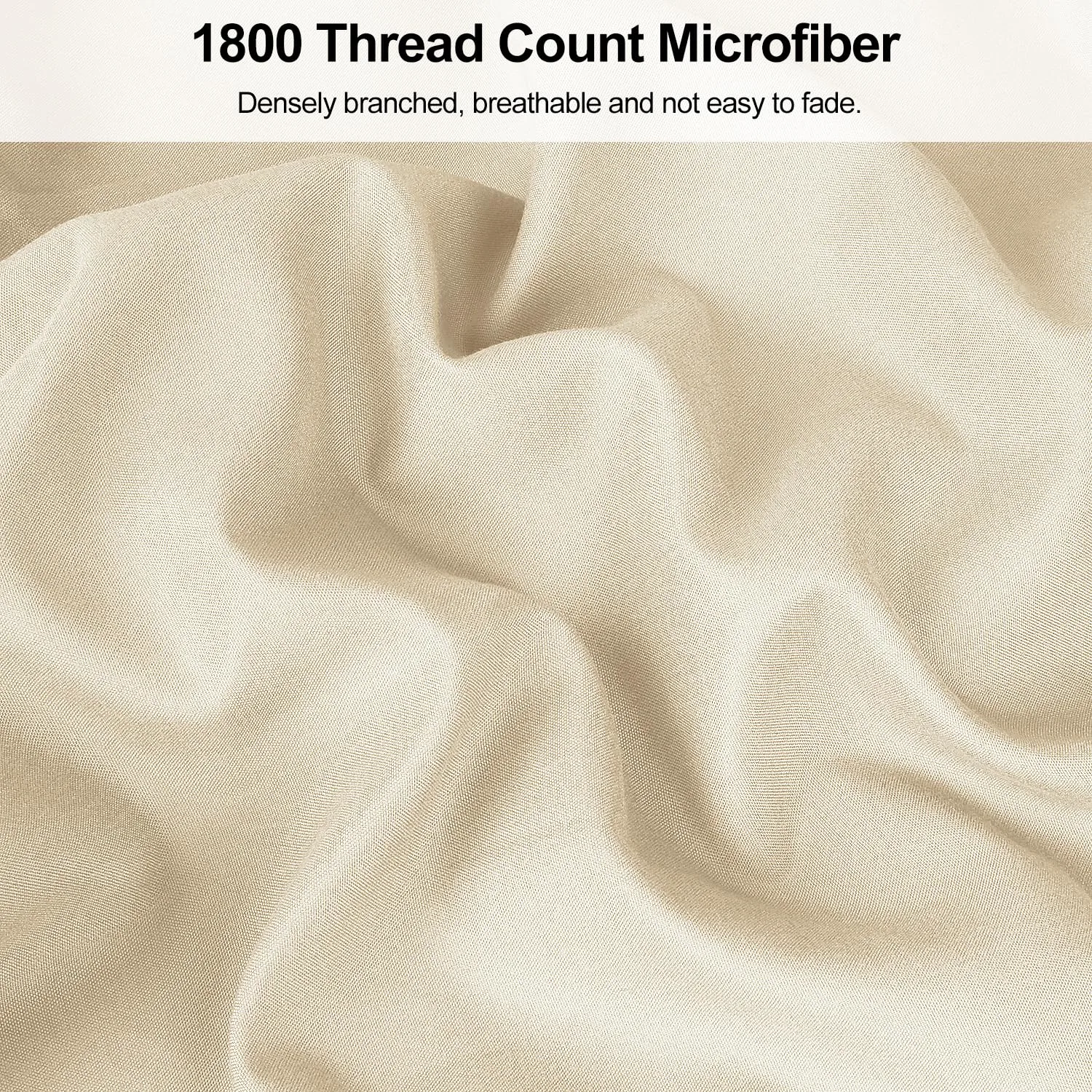 Lirex Pillow Cases (2 Pack), 1800 Thread Count Embroidered King Standard Size Soft Brushed Microfiber Pillowcases, Machine Washable Wrinkle Free Breathable (Beige, King Standard)