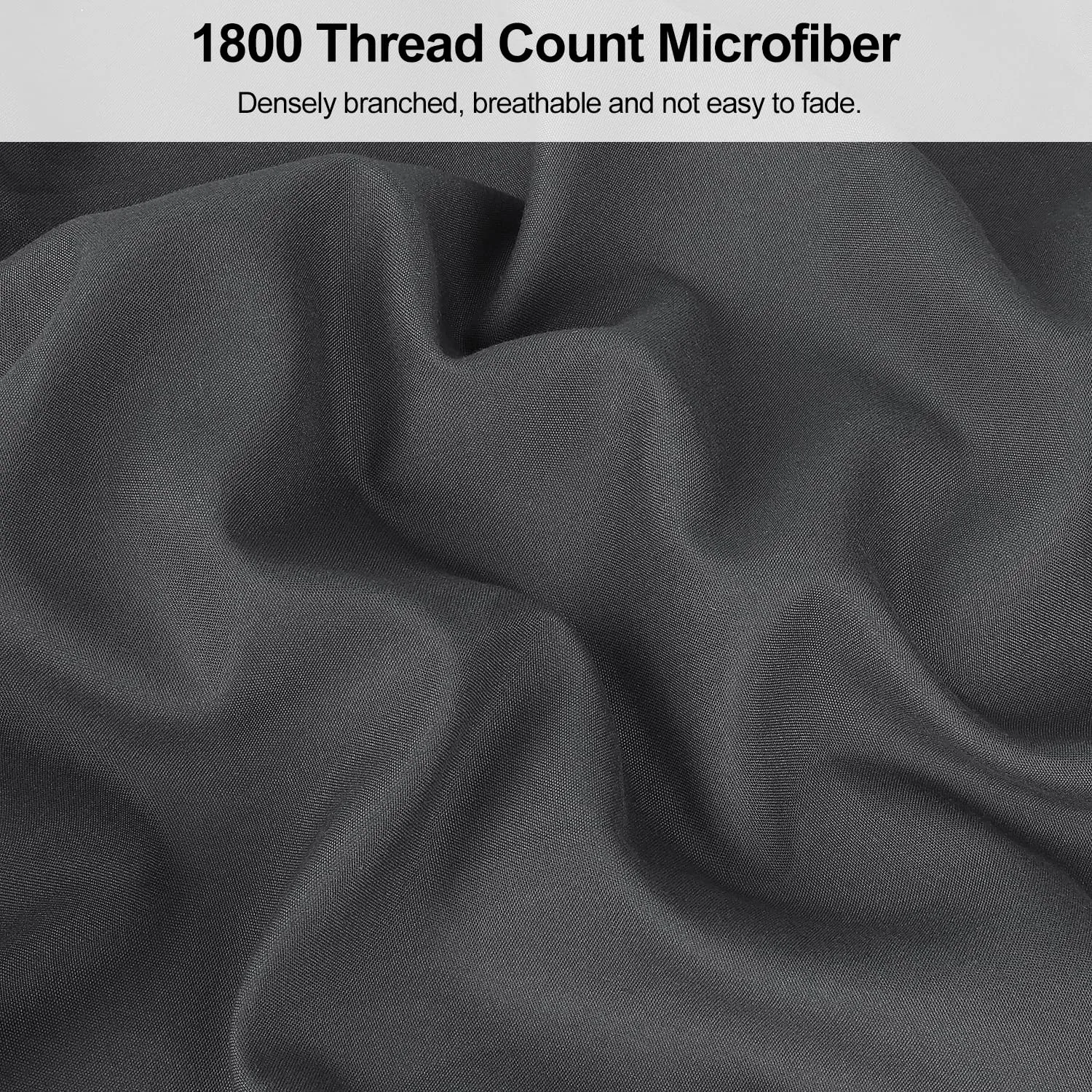 Lirex Pillow Cases (2 Pack), 1800 Thread Count Embroidered King Standard Size Soft Brushed Microfiber Pillowcases, Machine Washable Wrinkle Free Breathable (Dark Grey, King Standard)