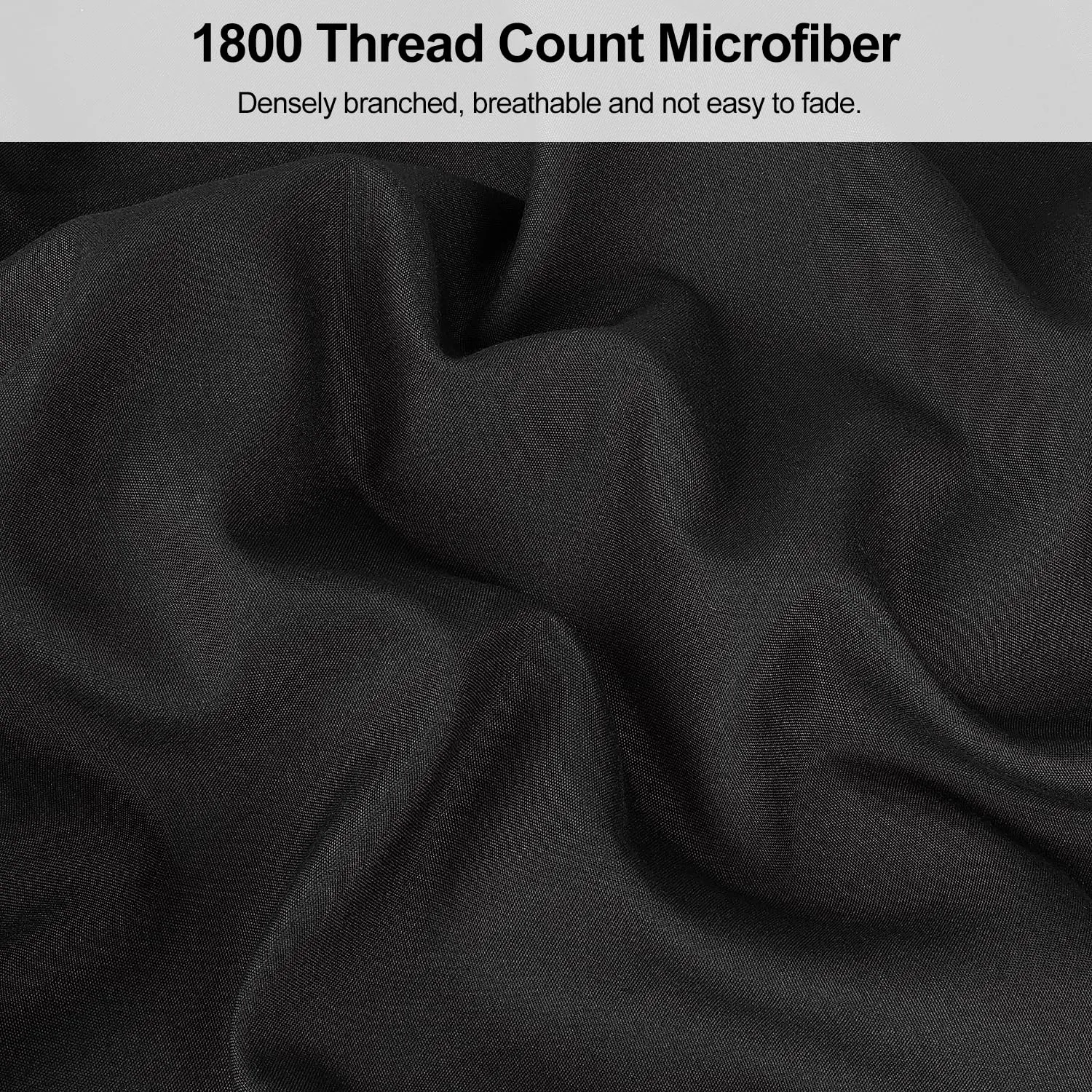 Lirex Pillow Cases (2 Pack), 1800 Thread Count Embroidered King Size Soft Brushed Microfiber Pillowcases, Machine Washable Wrinkle Free Breathable (Black, King)
