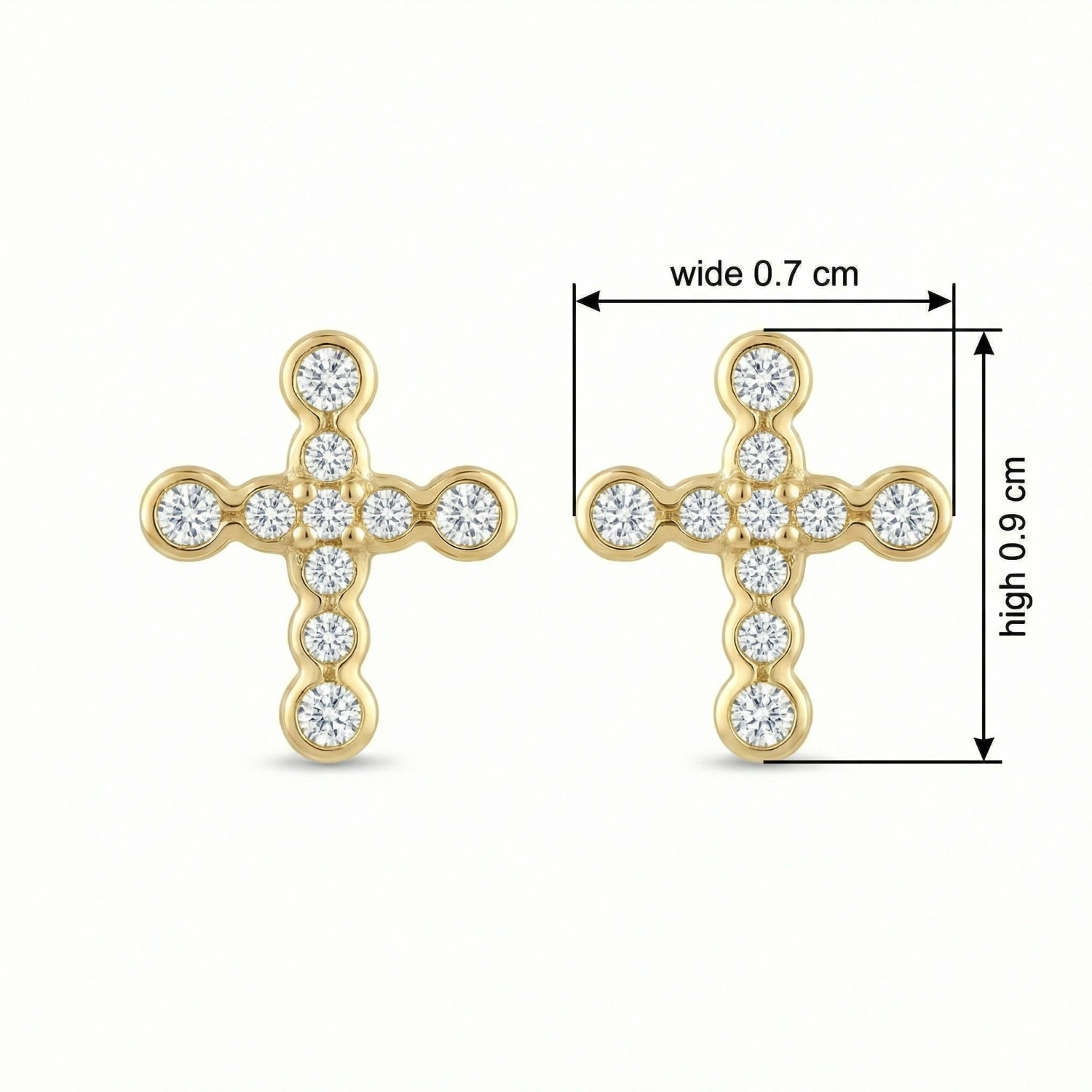 925 Sterling Silver Sparkling Diamond Faith Cross Stud Earrings with Bezel-Set Round Accents 