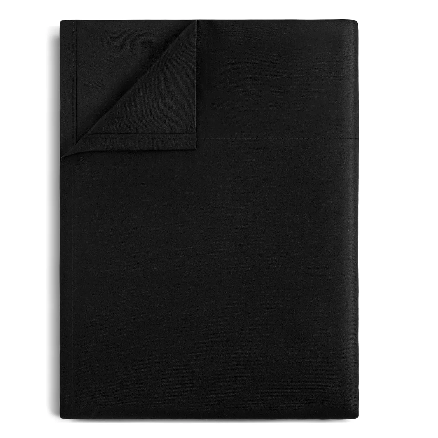 Lirex Flat Sheet, Queen Size Extra Soft Brushed Microfiber Flat Black Sheet, Machine Washable Wrinkle Free Breathable (Black, Queen)
