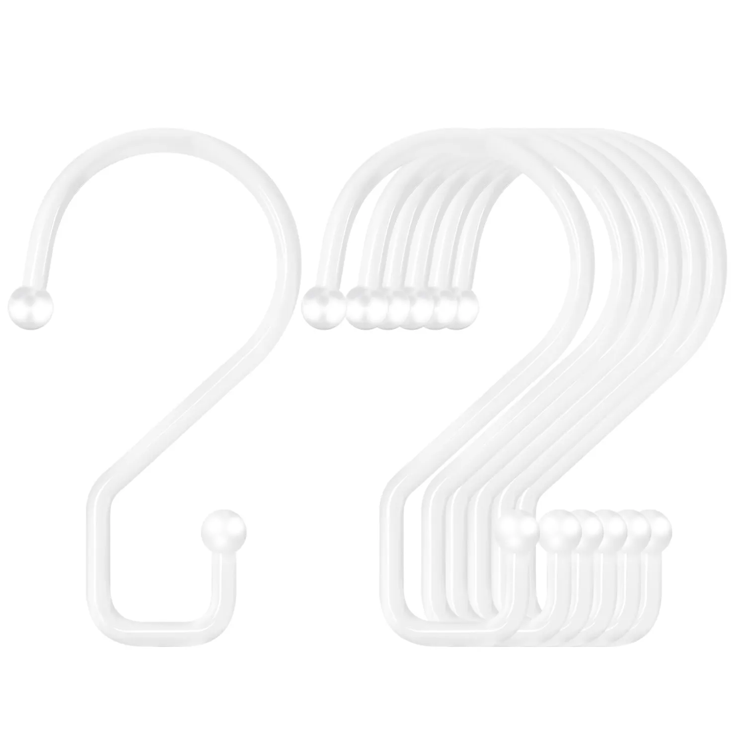 S Hooks, 3 Inch Small Metal S Hanging Hooks with 2 Shapes, Reversible, Heavy Duty, White, 12 Pcs