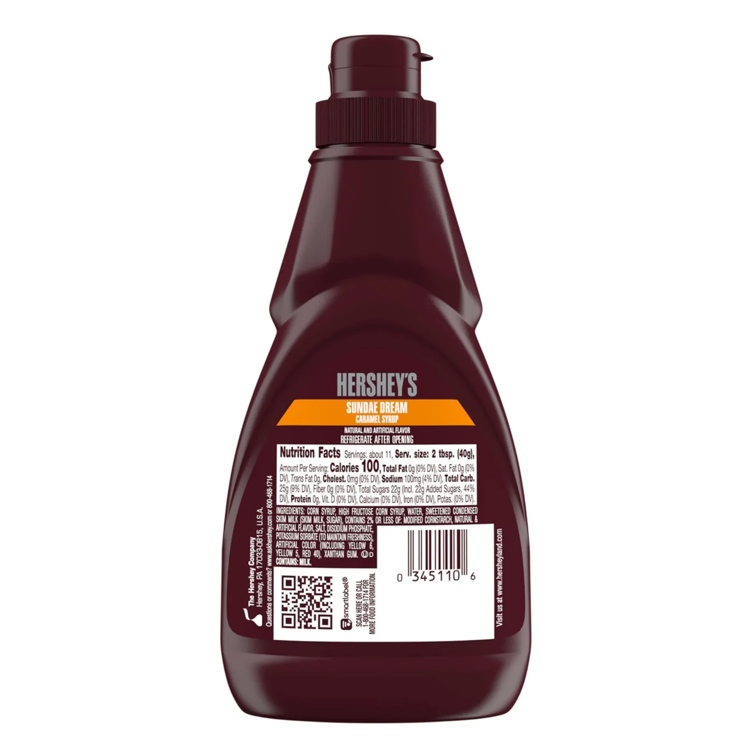 HERSHEY'S Sundae Dream Caramel Syrup Bottle, 15 oz