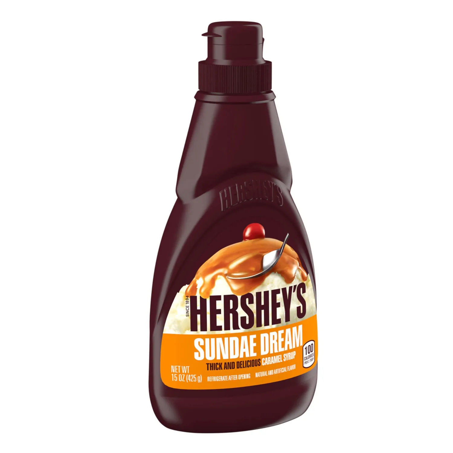 HERSHEY'S Sundae Dream Caramel Syrup Bottle, 15 oz