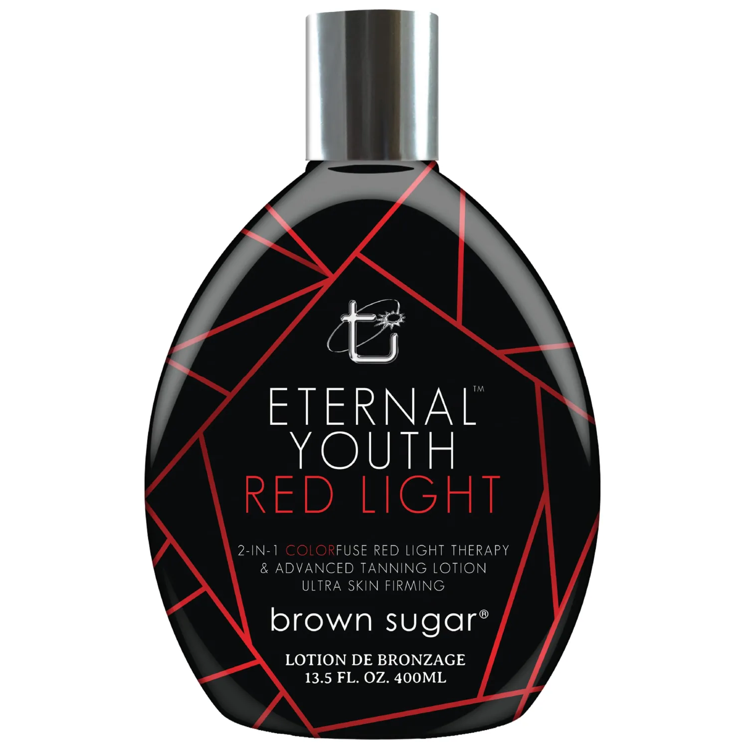 Brown Sugar Eternal Youth Tanning Lotion, 2-in-1 Color Fuse Red Light & Ultra Skin Firming Advanced Tanning Lotion with Peptides, Hyaluronic Acid, Green Tea & Aloe, 13.5 Fl Oz