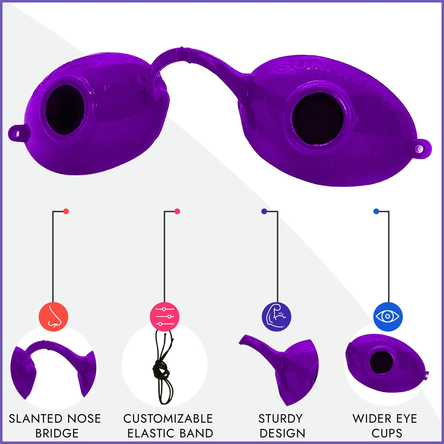Super Sunnies UV Eye Protection FDA Compliant Eyeshields, Tanning Bed Goggles, Red Light Therapy Glasses w/Strap