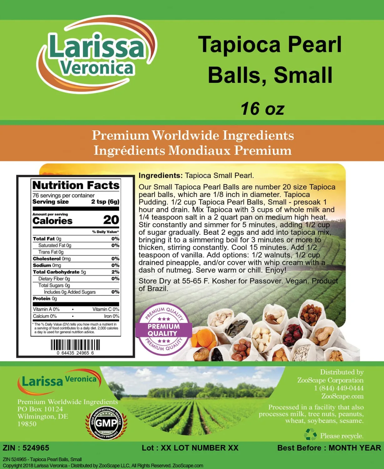 Tapioca Pearl Balls, Small (16 oz, ZIN: 524965)