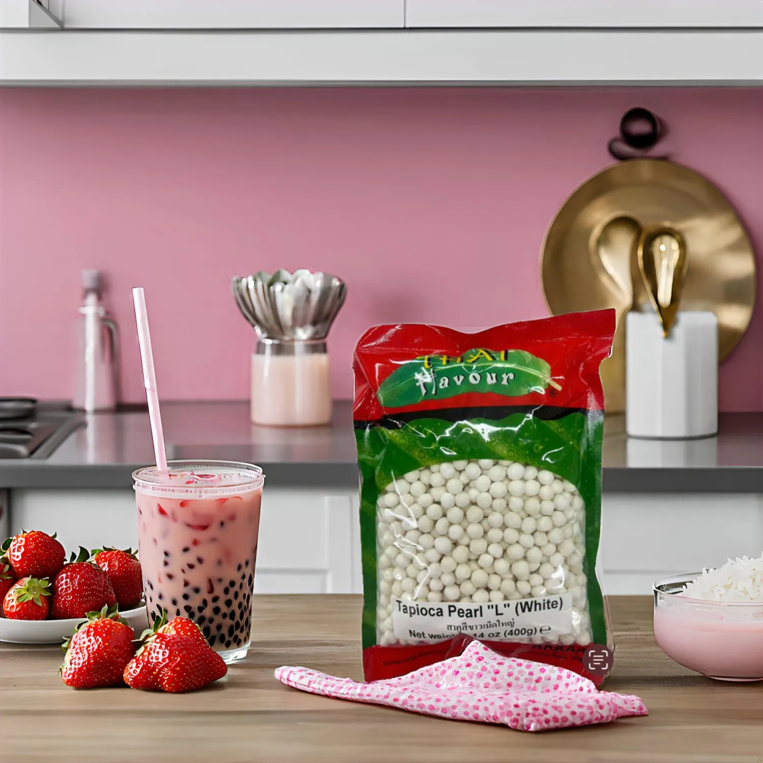 Thai Flavour Large Tapioca Pearls, White, 14 oz – Perfect for Bubble Tea, Desserts, and Asian Recipes