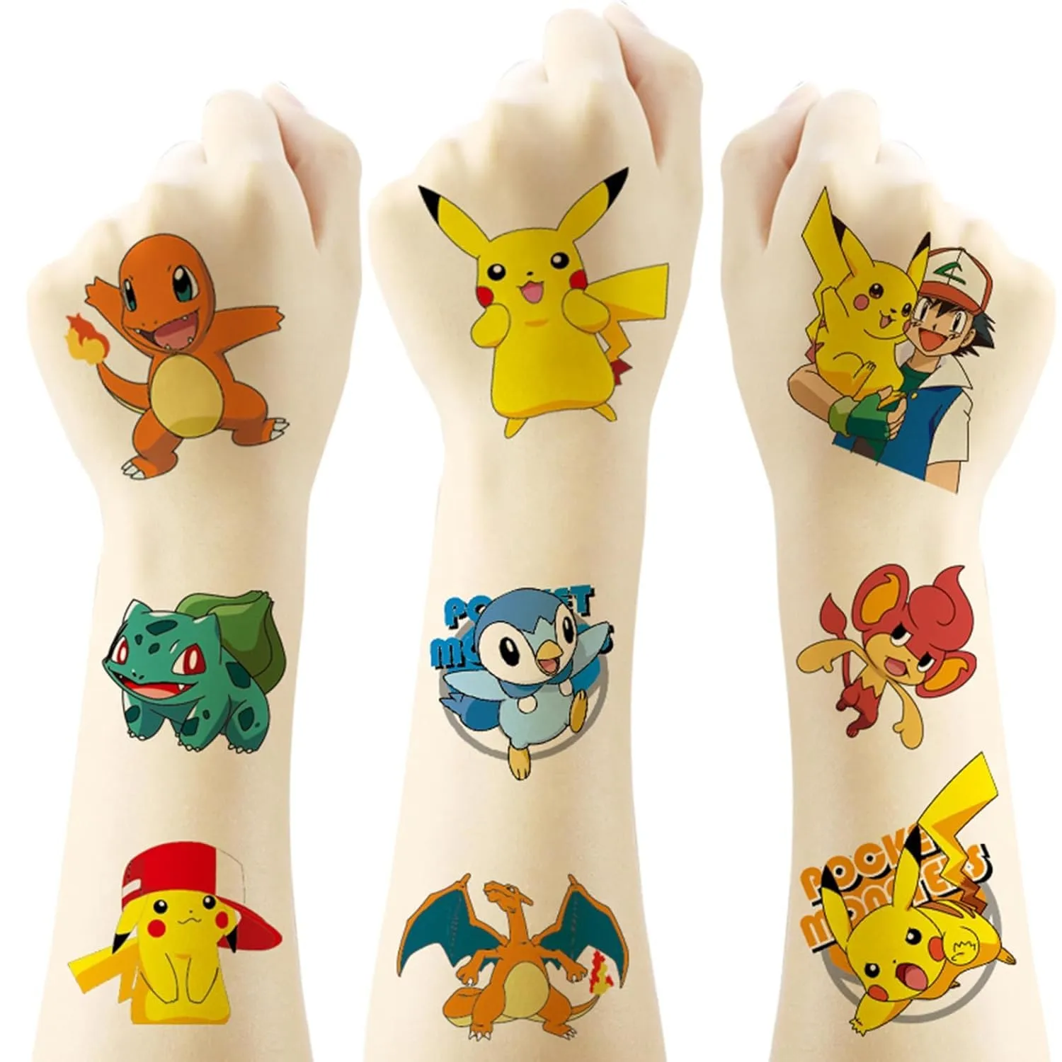 20 Pokémon Tattoo Stickers Cartoon Tattoo Stickers Water Transfer Printing Disposable Tattoo Birthday Party