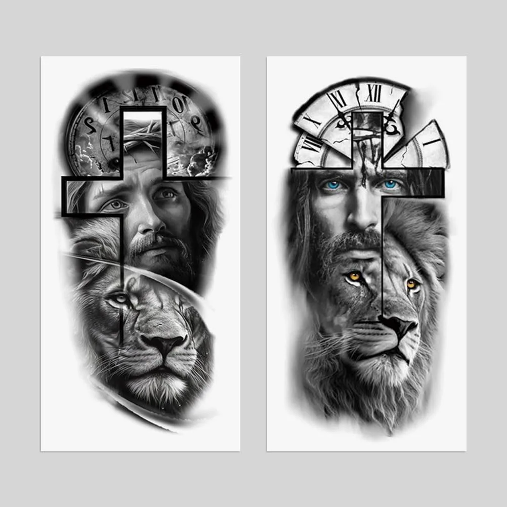 20+ Pieces Traditional Temporary Tattoos for Adults, American Old School Leopard Snake Rose Fake Tattoo Stickers, Waterproof Long Lasting Black Body Art for Forearm Thigh