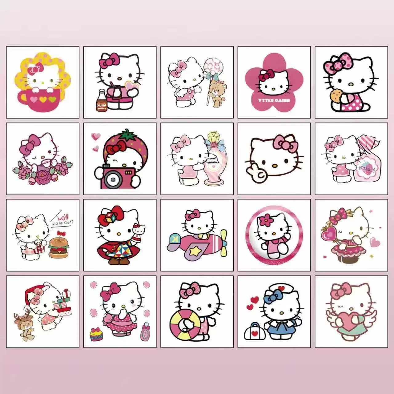 20pcs Hello Cat Kitty Temporary Tattoos for Teens Birthday Party Supplies, Party Favors Fake Tattoos Stickers,Birthday Decorations Party Game Activities Reward Gifts (J)