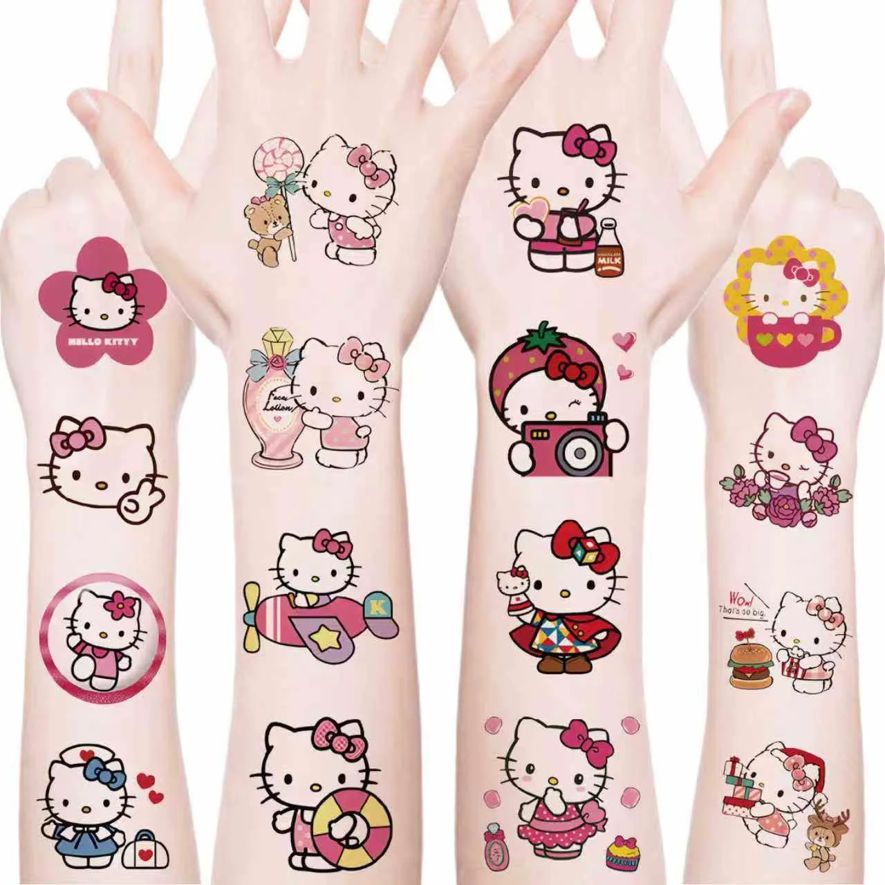 20pcs Hello Cat Kitty Temporary Tattoos for Teens Birthday Party Supplies, Party Favors Fake Tattoos Stickers,Birthday Decorations Party Game Activities Reward Gifts (J)