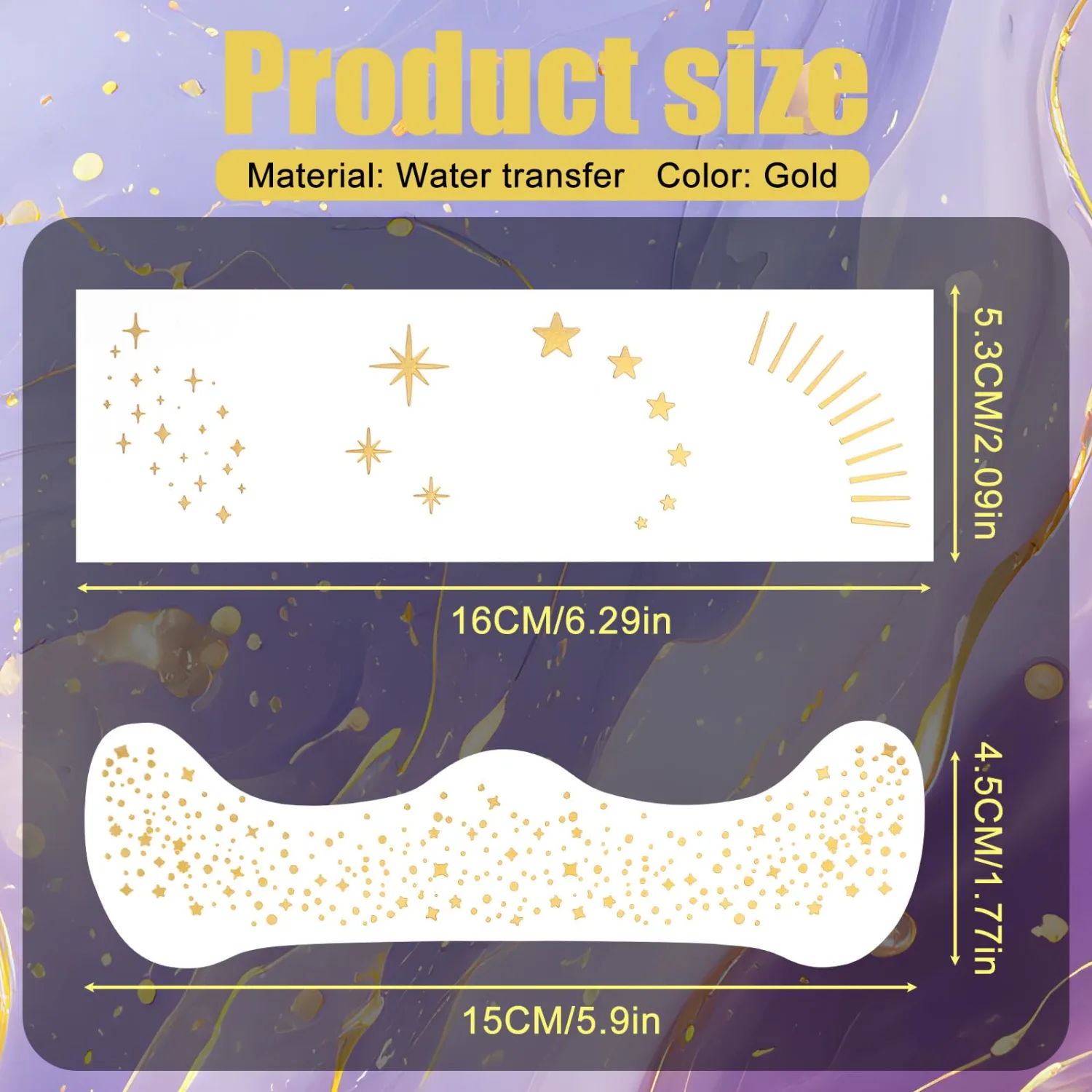 20pcs Glitter Freckles Temporary Face Tattoos, 2 Styles Waterproof Freckles Face Tattoo Glitter Makeup Patches for Teens & Women Christmas Halloween Parties (Gold)