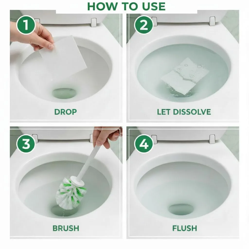 ecoEffect™ Toilet Bowl Cleaner Sheets | 120 Cleans | Natural | Quick Dissolve | Deodorizing Citrus Scent | Biodegradable | Septic Safe | Eco-Friendly | NO PLASTIC