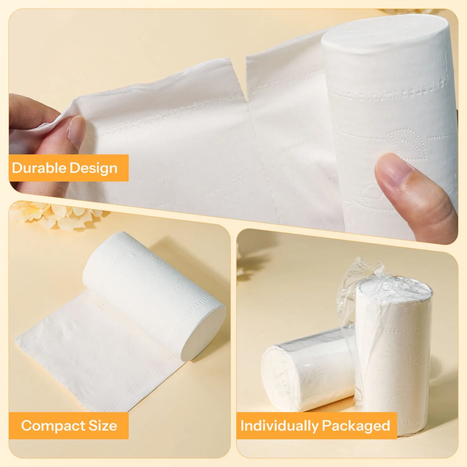 5-Pack Travel Toilet Paper Bulk, Individually Wrapped RV Toilet Paper, Compact Coreless Rolls, Septic Safe Tissues, Ideal for Camping, Hiking, Travel