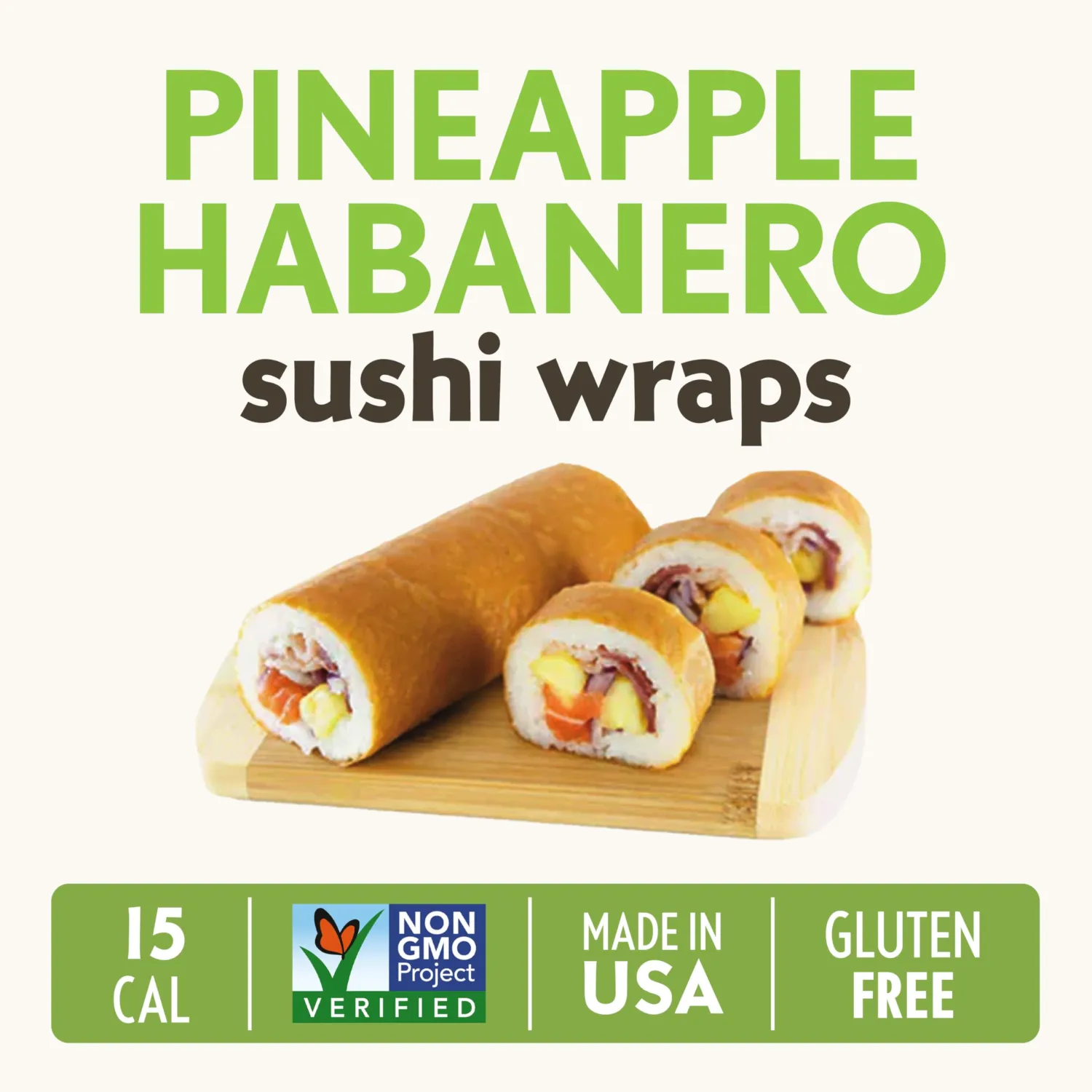 Pineapple Habanero Sushi Wraps (5 Count) – Gluten-Free, Vegan, Plant-Based Low-Carb Wraps – Non-GMO, Paleo-Friendly, Sweet & Spicy Nori Wrap Alternative