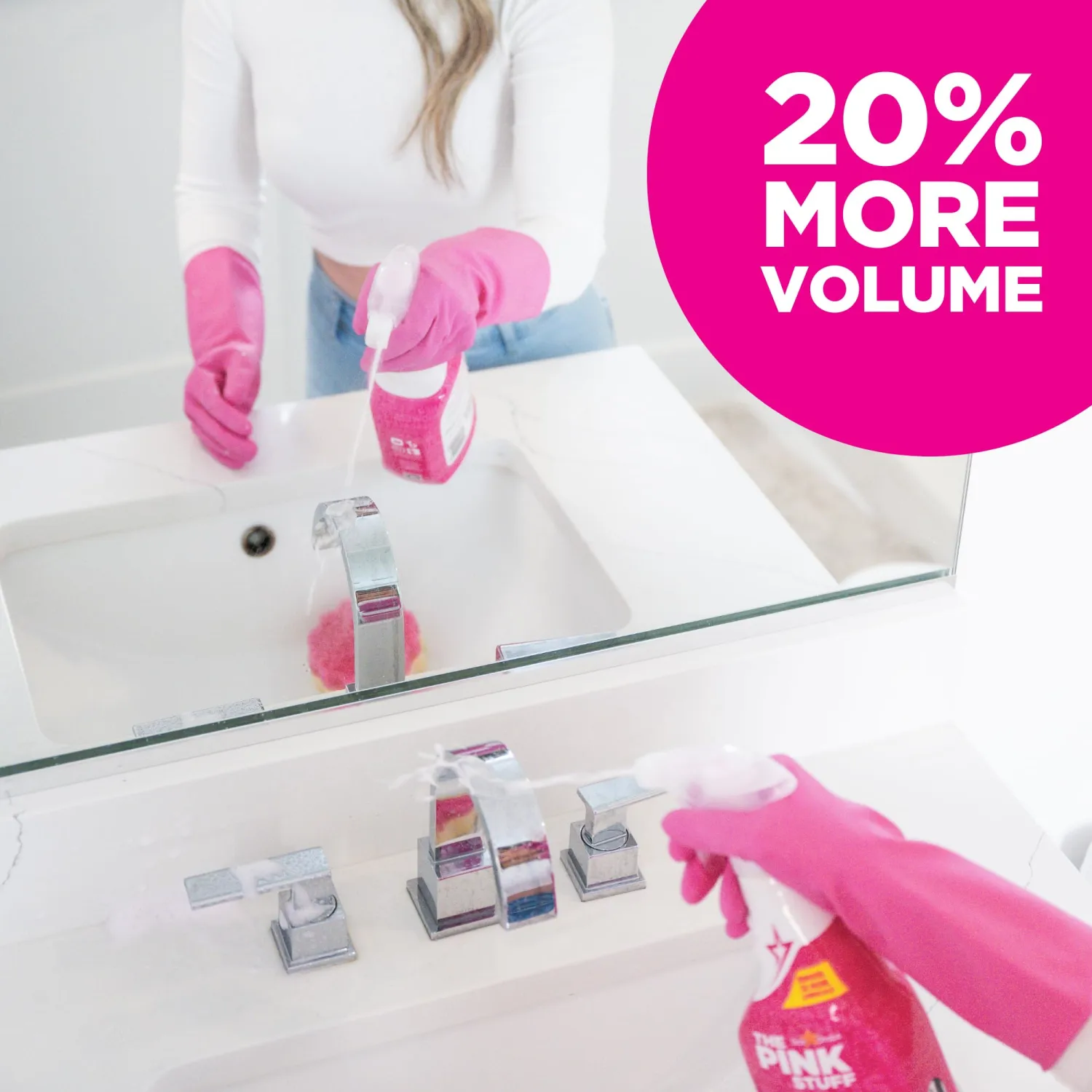 Stardrops - The Pink Stuff Miracle Bathroom Foam Cleaner, 30 fl oz – Now 20% More! Powerful Foaming Action for Showers, Sinks, Tubs & Tiles – Removes Soap Scum, Limescale & Grime with Ease