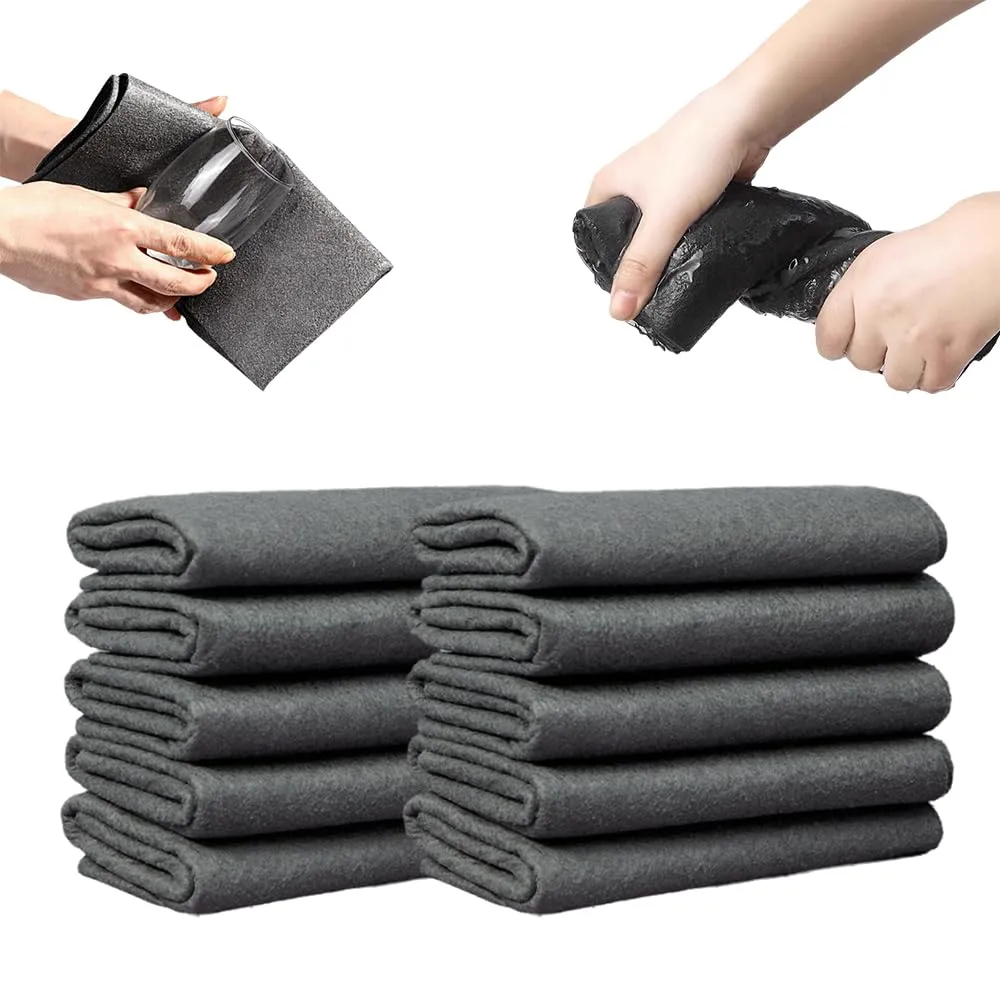 Thickened Magic Cleaning Cloth, 2025 New Reuseable Streak Free Microfiber Cloth Magic Fiber Microfiber Cleaning Cloth, Multipurpose Miracle Rags for Kitchen, Window, Glass, Cars (10Pcs, 16x12 in)