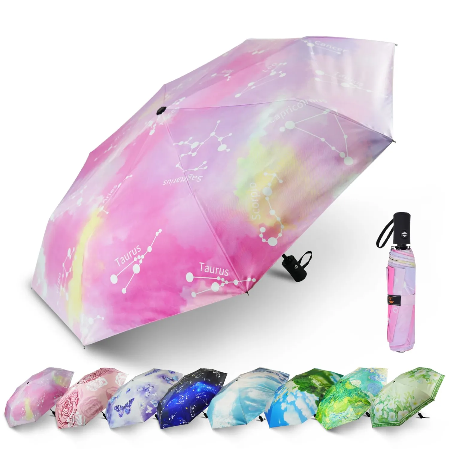 SY COMPACT Travel Umbrella Windproof Automatic Umbrellas Small Compact UV Sun Protection Factory Outlet Umbrella