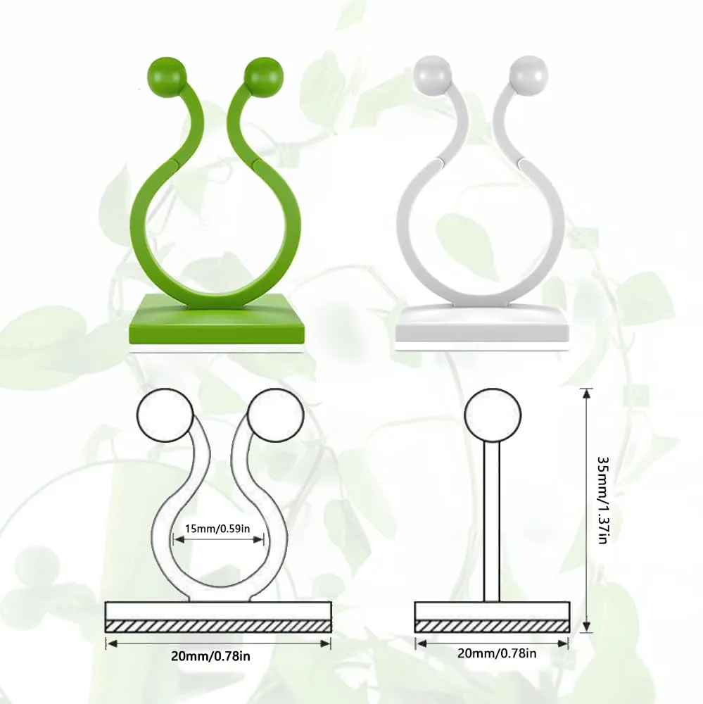 Plant Climbing Wall Fixture Clips, Plant Vine Wall Clips Wall Plant Support Hook, Invisible Plant Support Vine Clips, Plant Fixer Self-Adhesive Hook for Climbing Plants Indoor Outdoor (100, White)