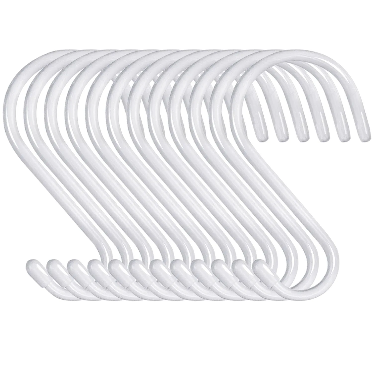 4 Inch Heavy Duty S Hooks - 12 Pack, Large Vinyl Coated, White Rubber Coated Non Slip Metal S Hangers for Hanging Closet, Garden, Plants, Jewelry, Pot, Pan, Cups, Towels