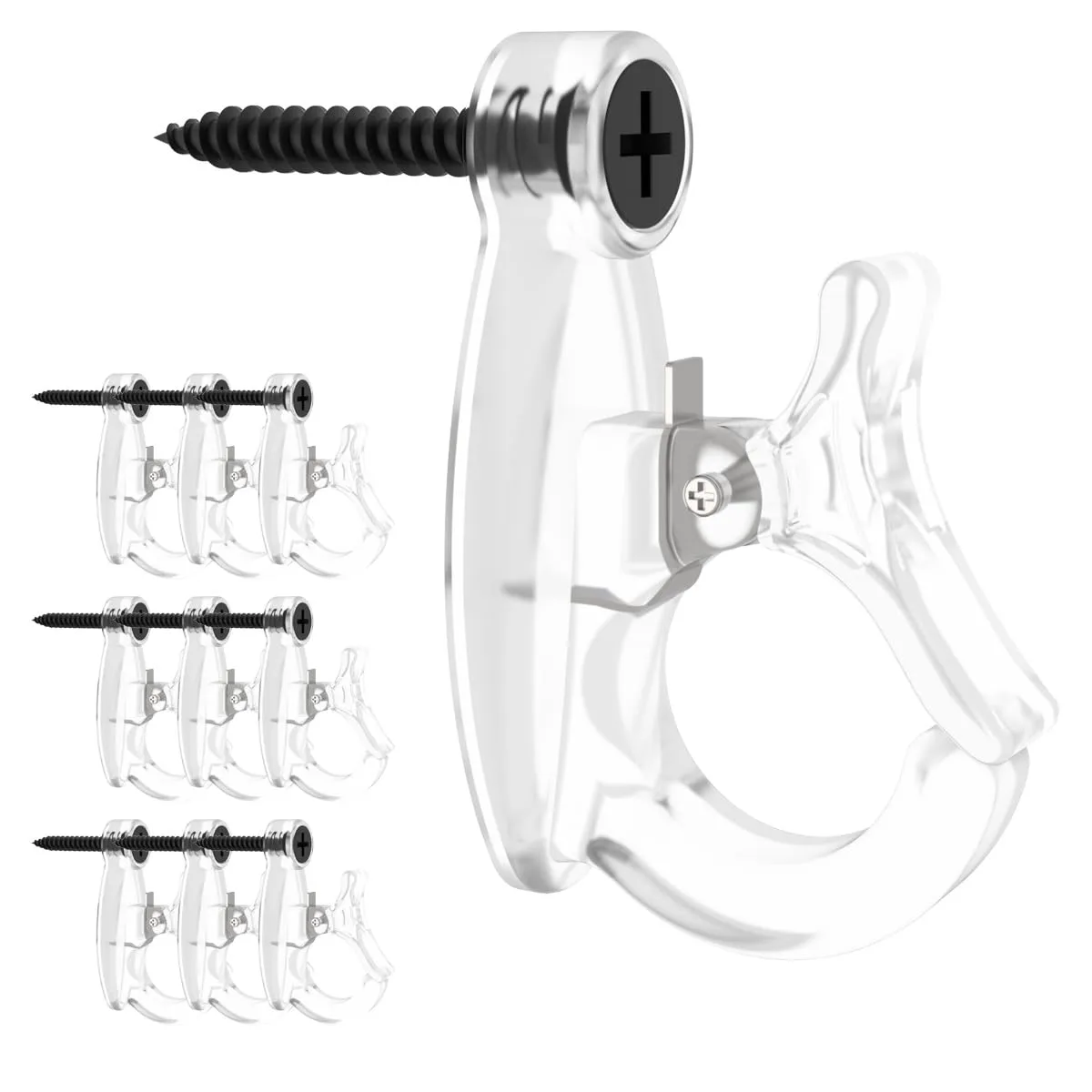 Light Hanger Hooks, Screw-in Hooks for Hanging String Lights, Wire, Plants, Wind Chimes - Plastic, Clear, 20 Pack