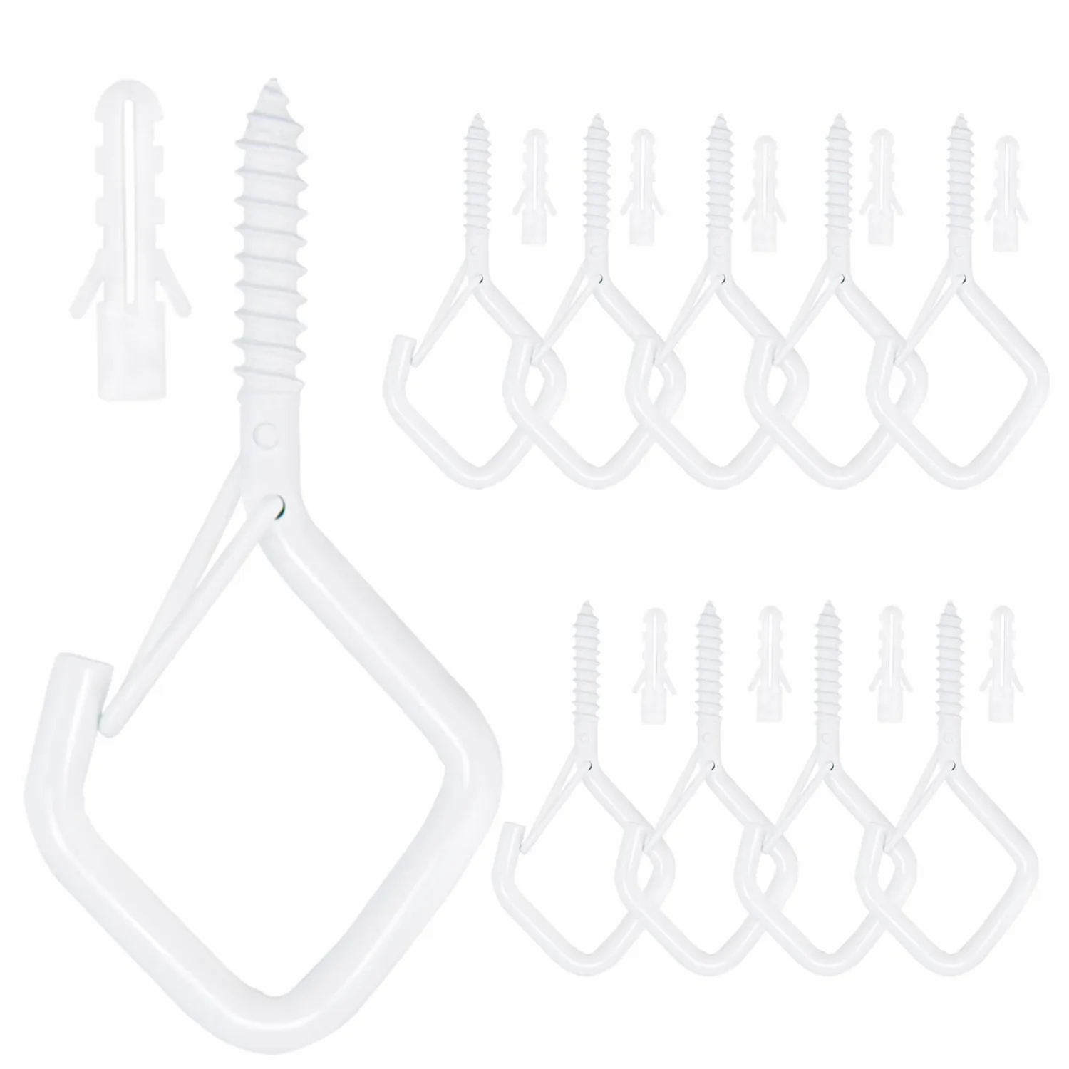 10PCS Eye Screw Hooks for Hanging Heavy Duty with Safety Buckle.Metal Ceiling Hooks for Hanging Plants,Cup,Wind Chime,Bird Feeders,christmas String Lights at Indoor&Outdoor,2.36 Inch(No Drill Bit)