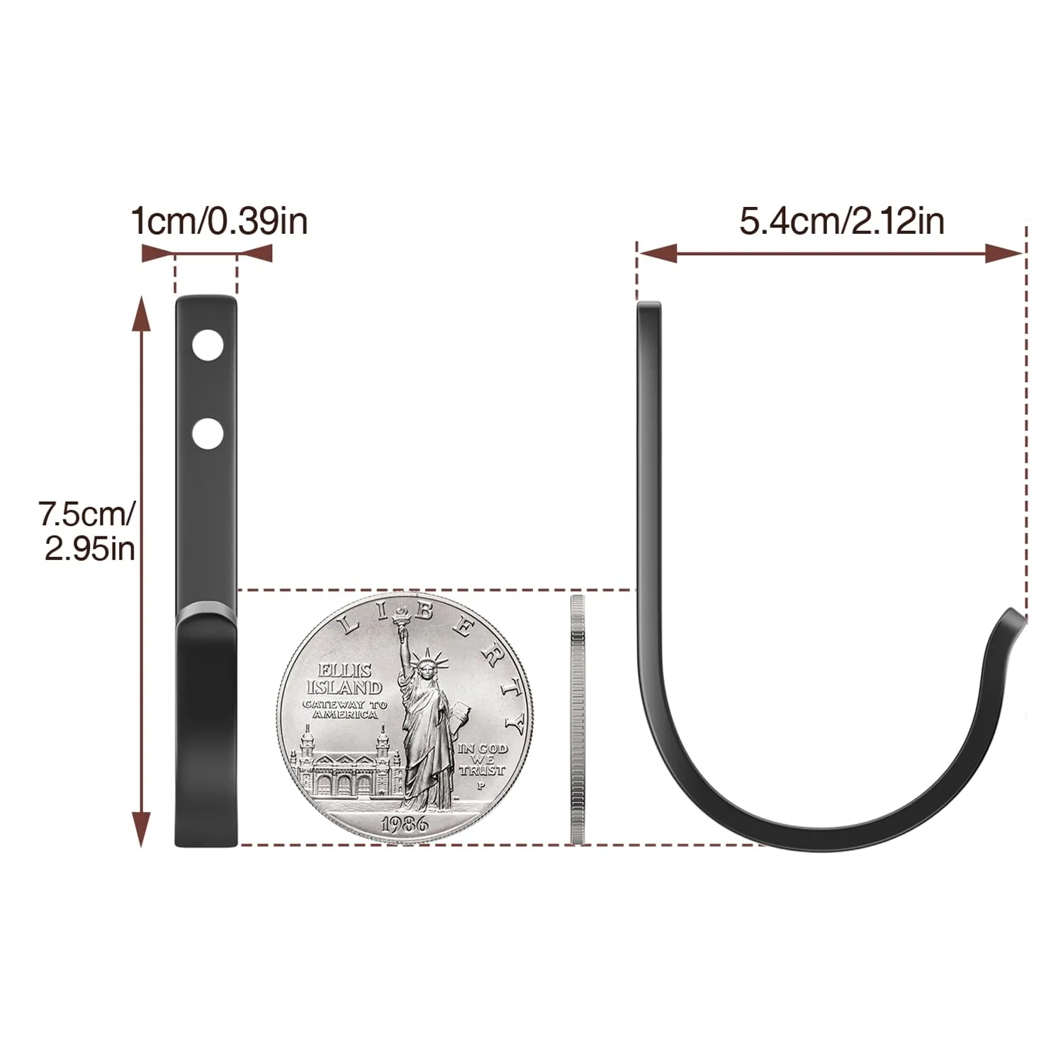 niffgaff 10-Pack Wall Outdoor Hooks for Hanging Coat - 30LB Screw in Metal Hanger Wall Mount, for Closet, Door, Bathrooms, Outside, for Towel, Backpack, Robe, Hat, Black