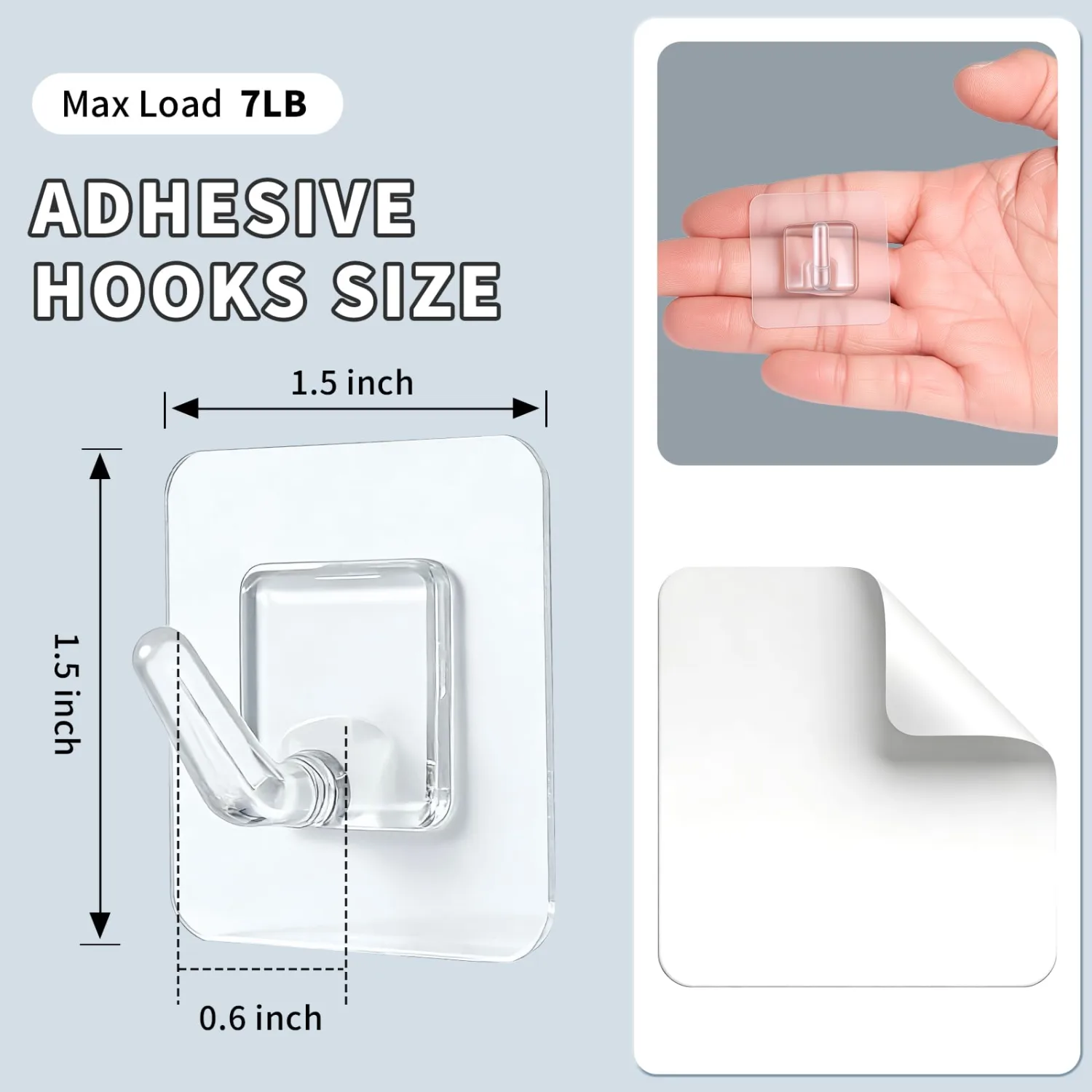 20 Pack Adhesive Wall Hooks for Hanging, Clear Adhesive Towel Coat Hooks, Damage Free Sticky Utility Hooks for Bathroom, Outdoor, Kitchen, Door