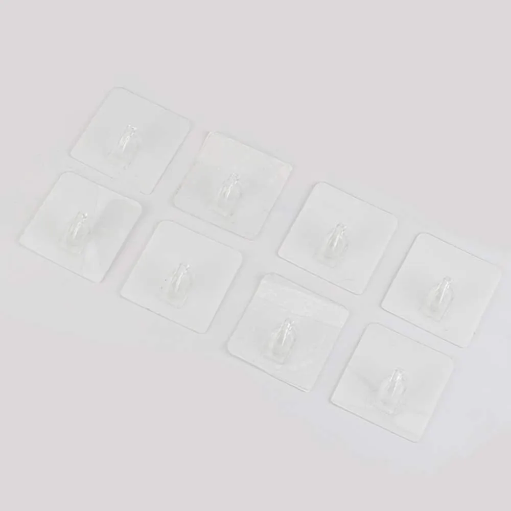 Hawsam 8PCS Clear Adhesive Sticky Wall Hooks,No Drilling Strong Waterproof Sticker Hanger for Kitchen, Shower and Bathroom 20kg/44lb. (Max Loading)
