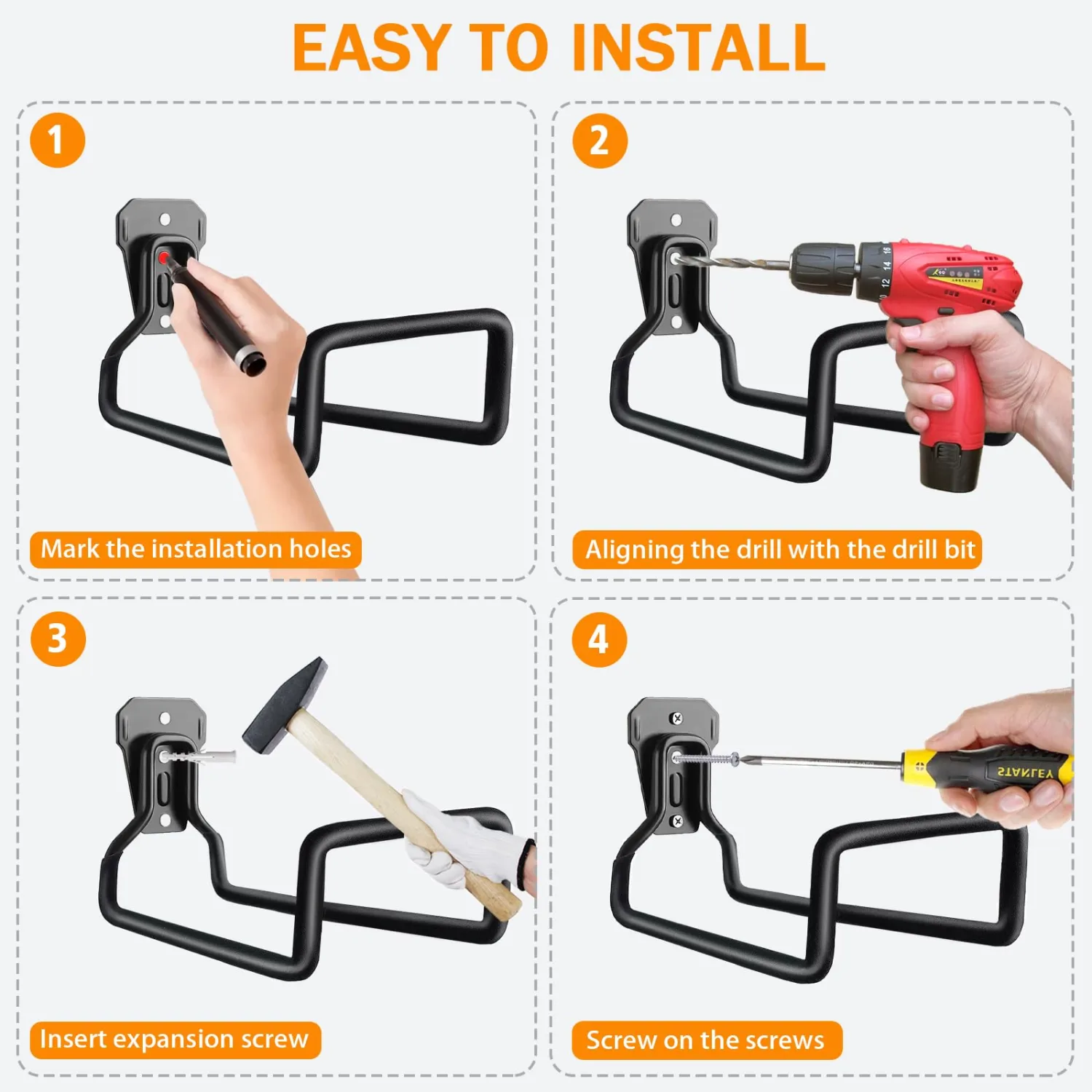Garden Hose Holder, Wall Mount Hose Hanger Heavy Duty Organizer for Water Hoses Metal Hook Wall Mounted Rack for Hoses Storage, 1 Pack