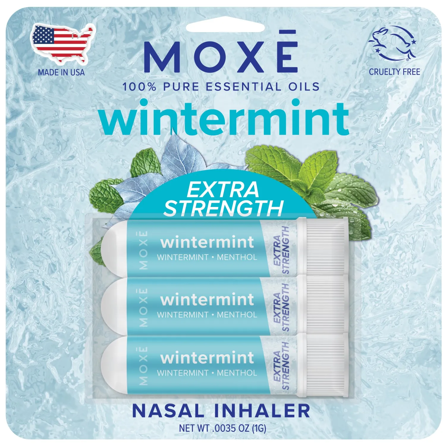 MOXĒ Extra Strength Wintermint Nasal Inhaler | Powerful Menthol & Wintergreen for Sinus Relief & Clear Breathing | Made in The USA | Maximum Strength Aromatherapy for Instant Refreshment