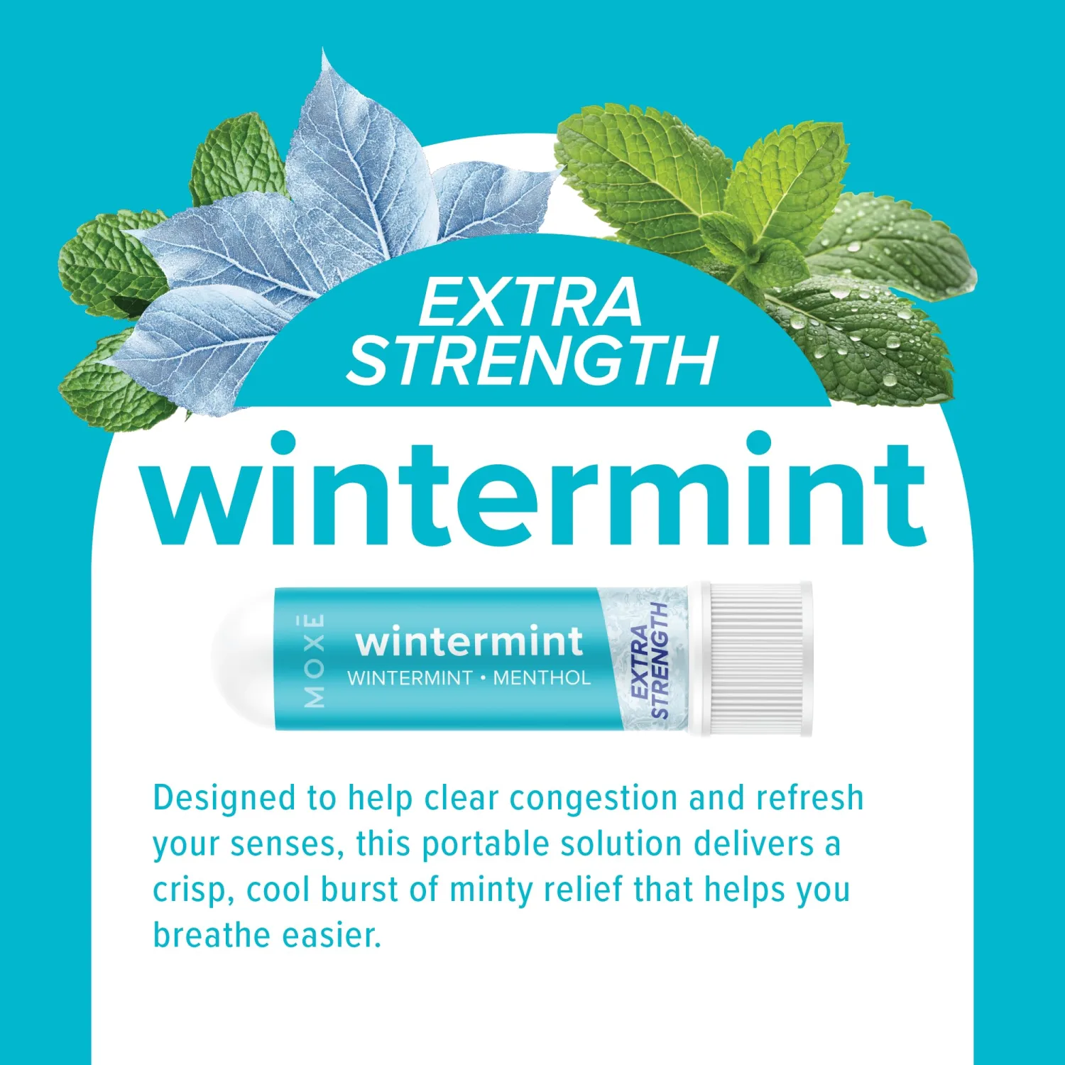 MOXĒ Extra Strength Wintermint Nasal Inhaler | Powerful Menthol & Wintergreen for Sinus Relief & Clear Breathing | Made in The USA | Maximum Strength Aromatherapy for Instant Refreshment