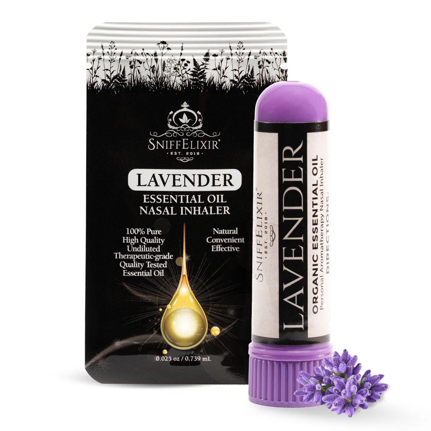 Lavender Aromatherapy Nasal Inhaler Stick – Essential Oil Inhaler Made with USDA Certified Organic Essential Oils, Calm Mood & Relaxation