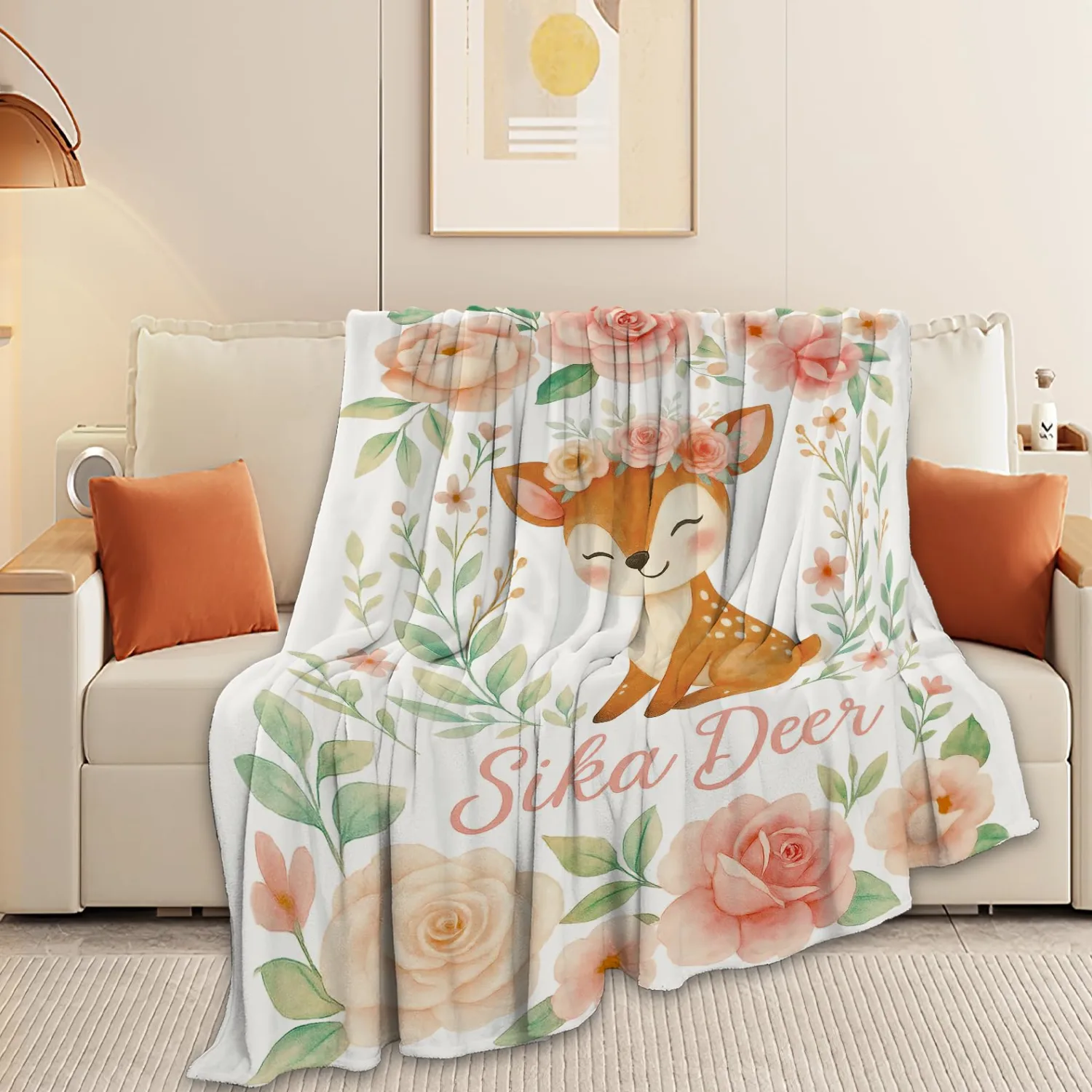 Sika Deer Blanket Super Soft Warm Fluffy Fleece Flannel Animal Throw Blanket Cozy Fuzzy Plush Stuff Bedding Blankets Gifts for Women Kids Boys Girls Adults 50"X40"