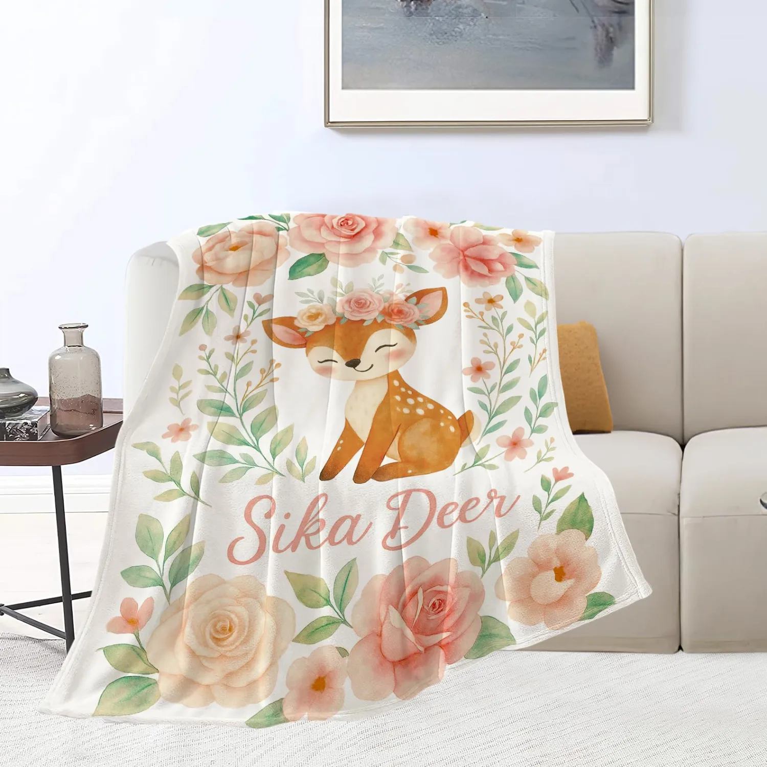 Sika Deer Blanket Super Soft Warm Fluffy Fleece Flannel Animal Throw Blanket Cozy Fuzzy Plush Stuff Bedding Blankets Gifts for Women Kids Boys Girls Adults 50"X40"