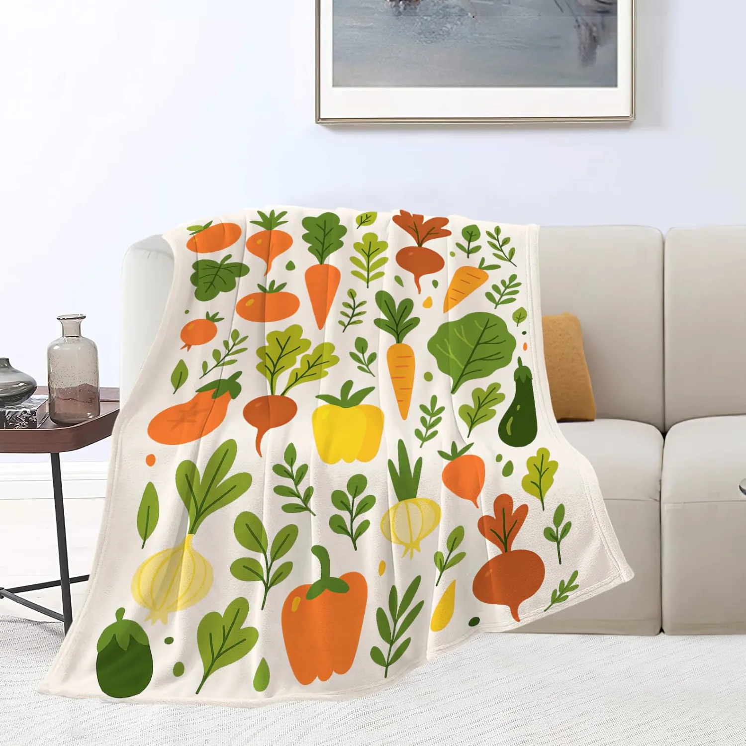 Vegetable Blanket Super Soft Warm Fluffy Fleece Flannel Throw Blanket Cozy Fuzzy Plush Stuff Bedding Blankets Gifts for Women Kids Boys Girls Adults 50"X40"