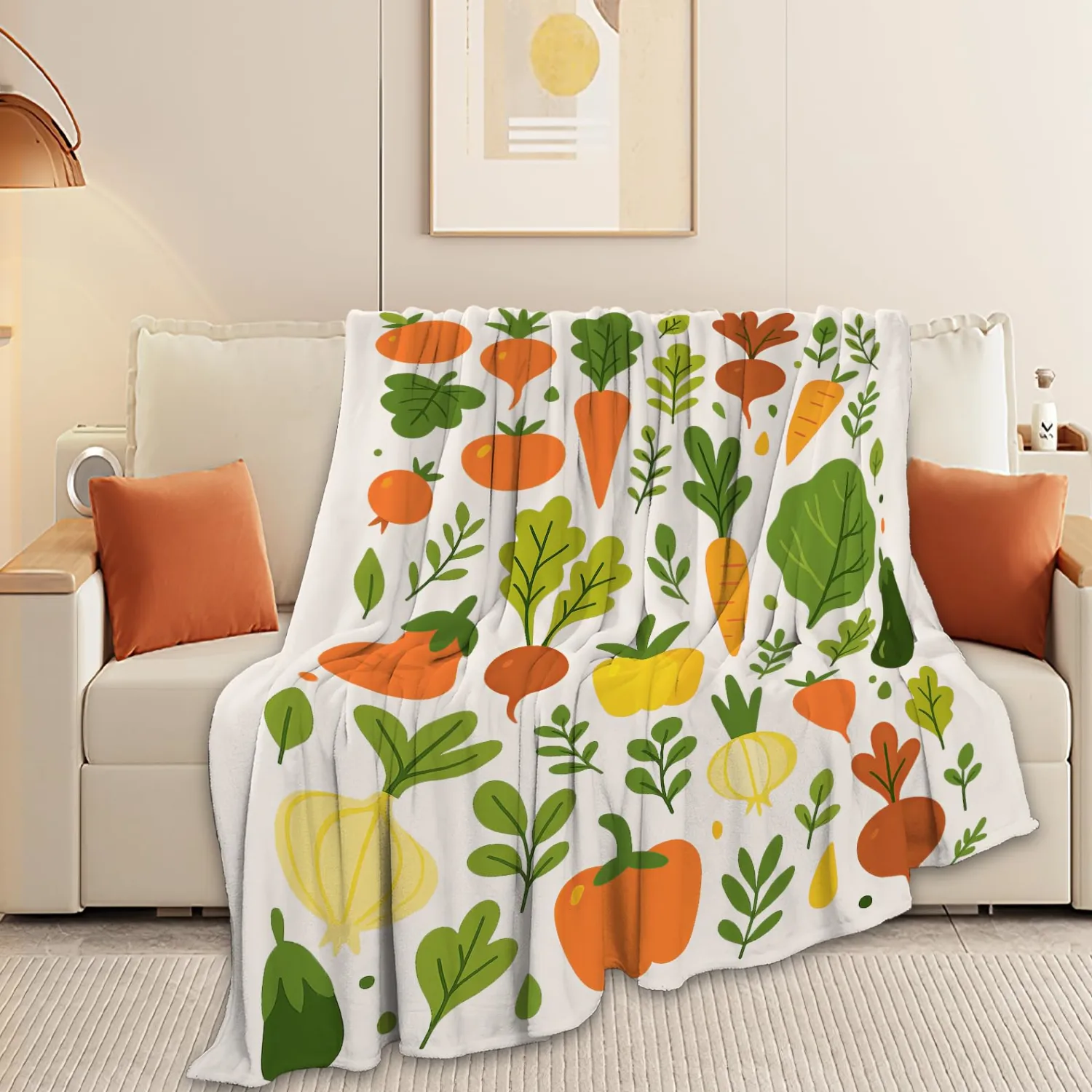 Vegetable Blanket Super Soft Warm Fluffy Fleece Flannel Throw Blanket Cozy Fuzzy Plush Stuff Bedding Blankets Gifts for Women Kids Boys Girls Adults 50"X40"