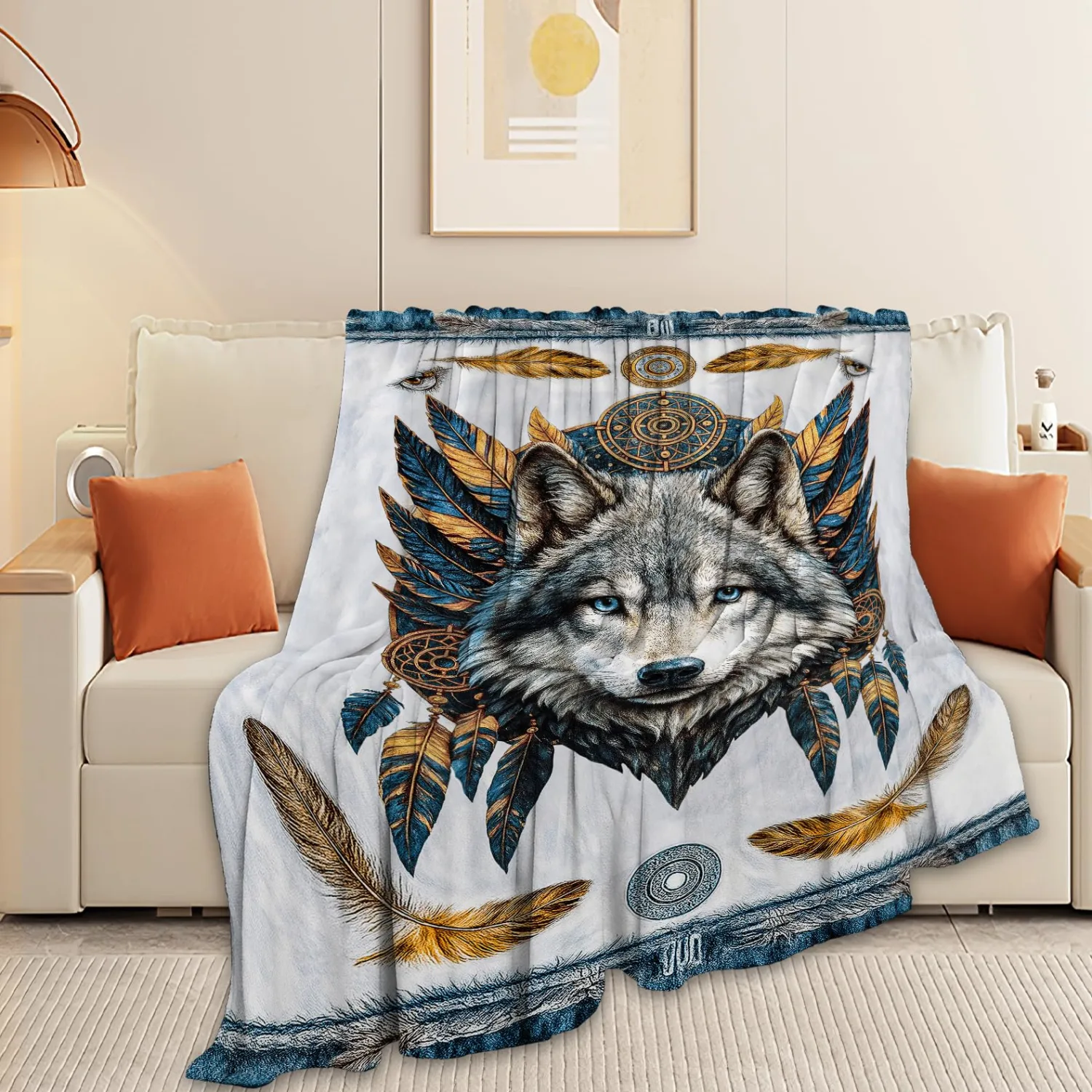 Wolf Blanket Super Soft Warm Fluffy Fleece Flannel Animal Throw Blanket Cozy Fuzzy Plush Stuff Bedding Blankets Gifts for Women Kids Boys Girls Adults 50"X40"
